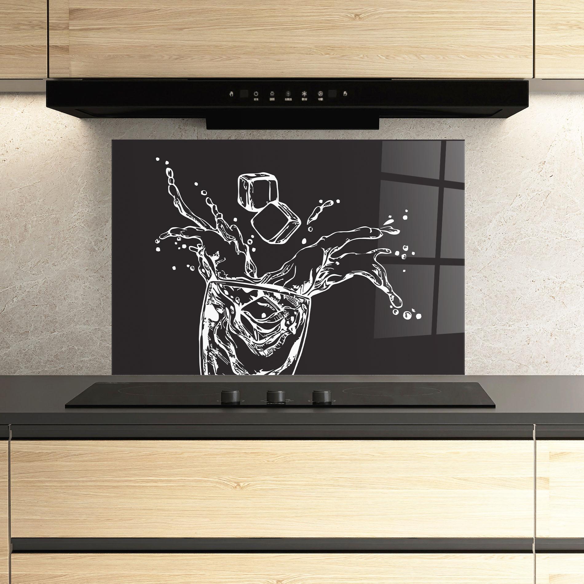 Panou Sticla Bucatarie Ice Splash Drink mockup 3