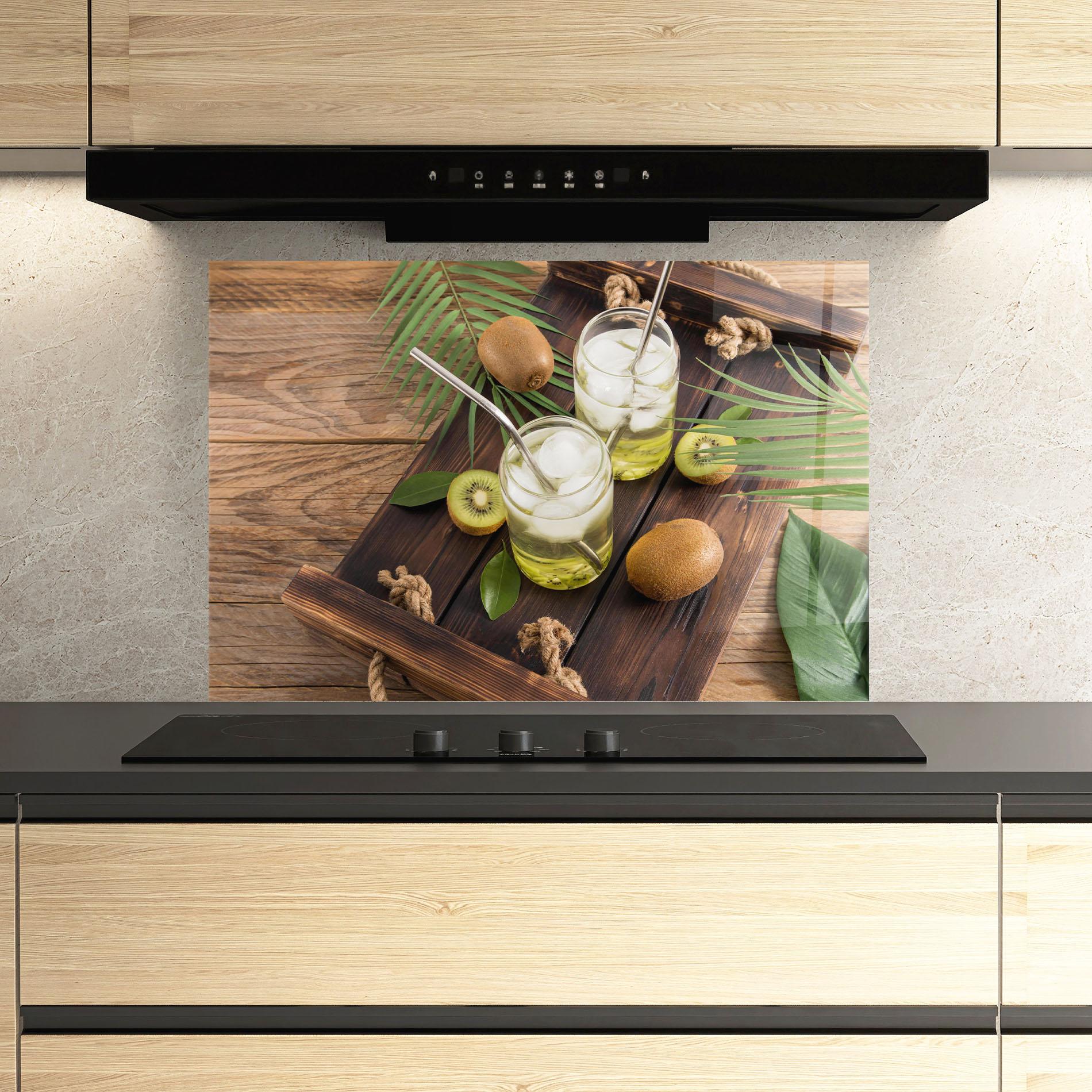 Panou Sticla Bucatarie Kiwi Drinks mockup 3