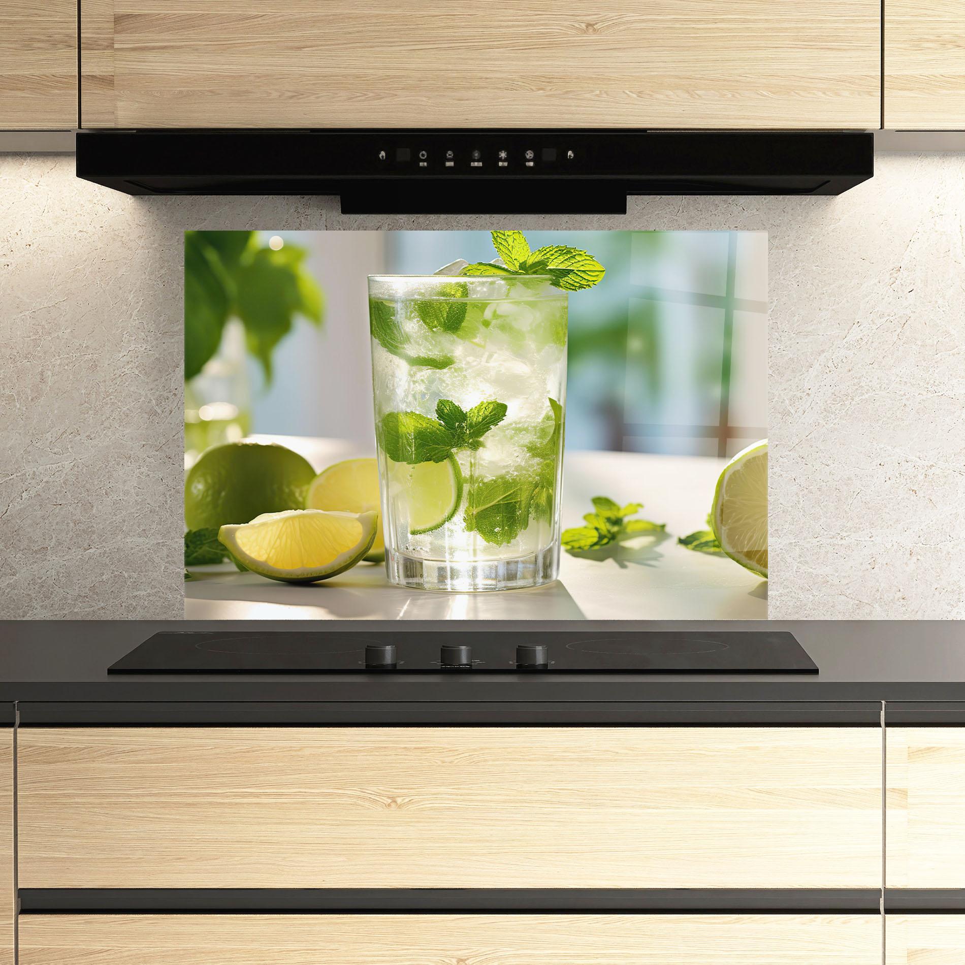 Panou Sticla Bucatarie Lime Mint Glass mockup 3