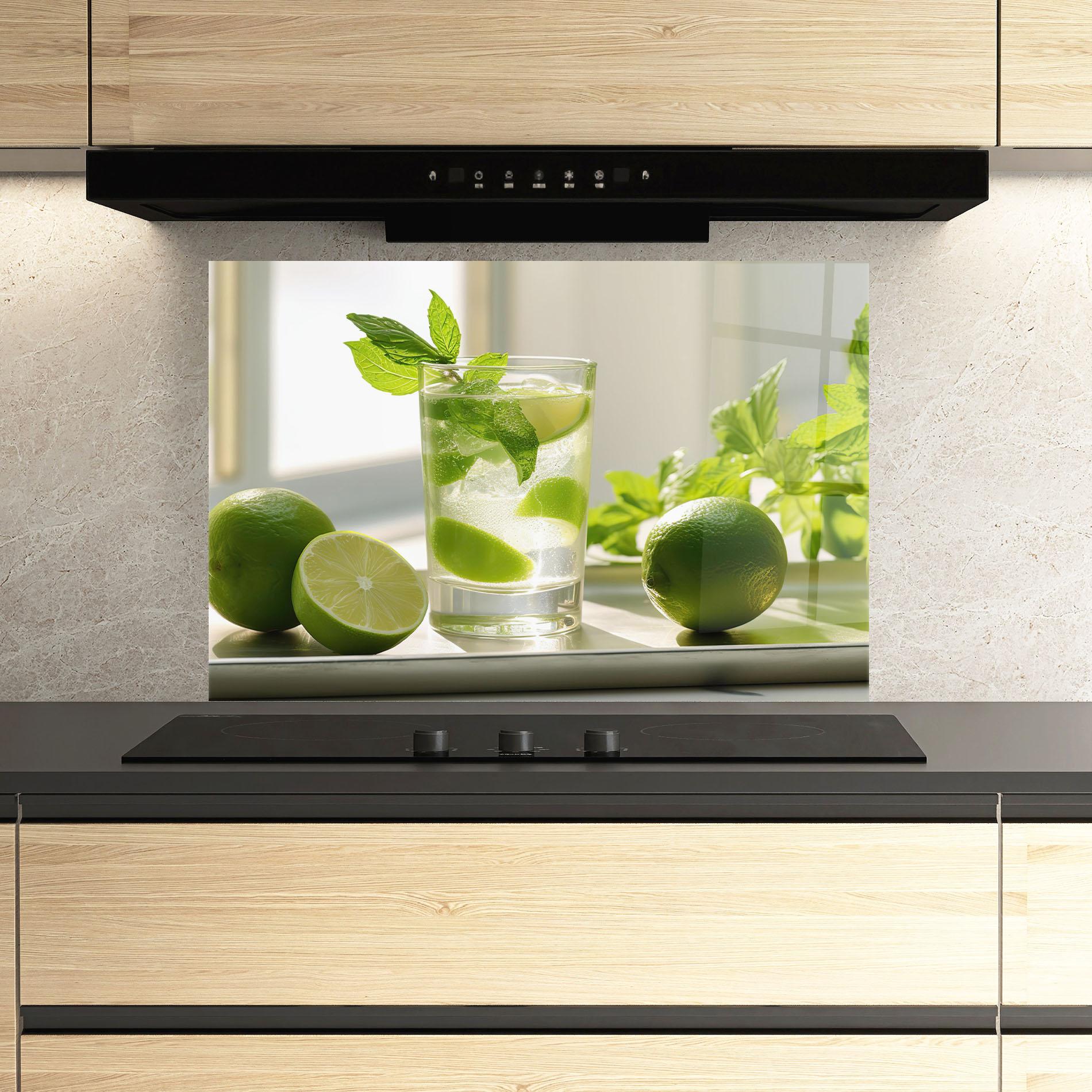 Panou Sticla Bucatarie Mint Lime Glass mockup 3