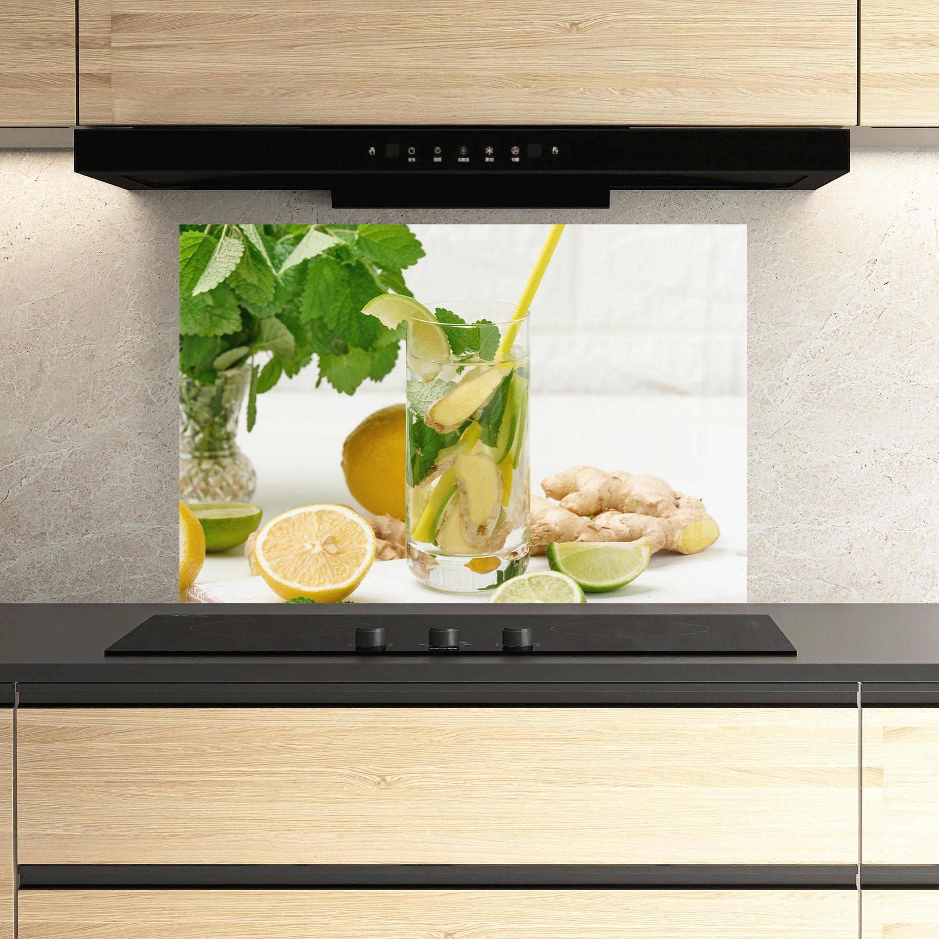 Panou Sticla Bucatarie Transparent Lemon Glass mockup 3