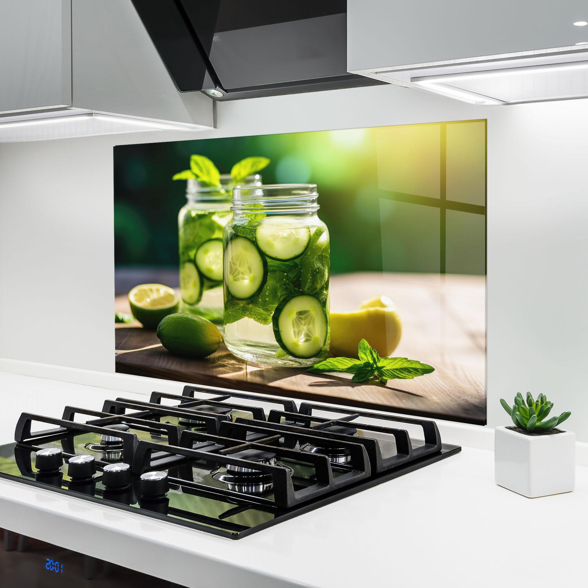 Panou Sticla Bucatarie Cold Drink Cucumber mockup 6