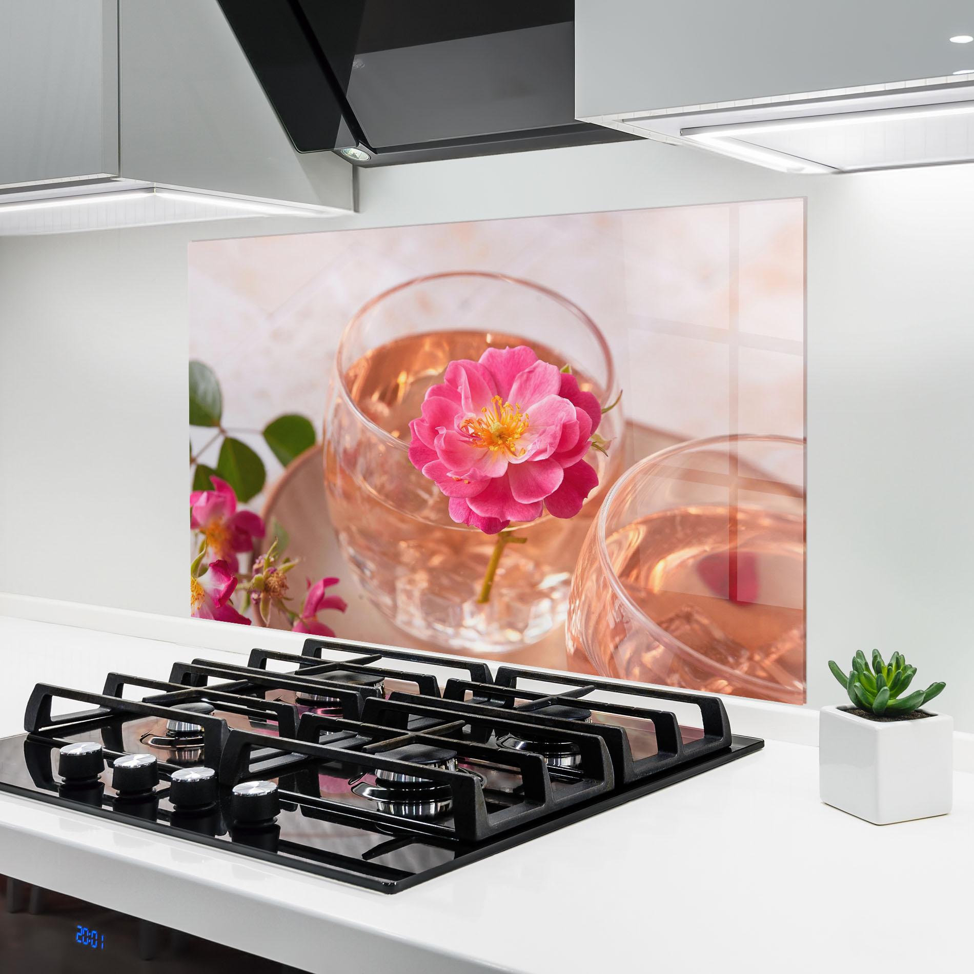 Panou Sticla Bucatarie Flower Drink mockup 6