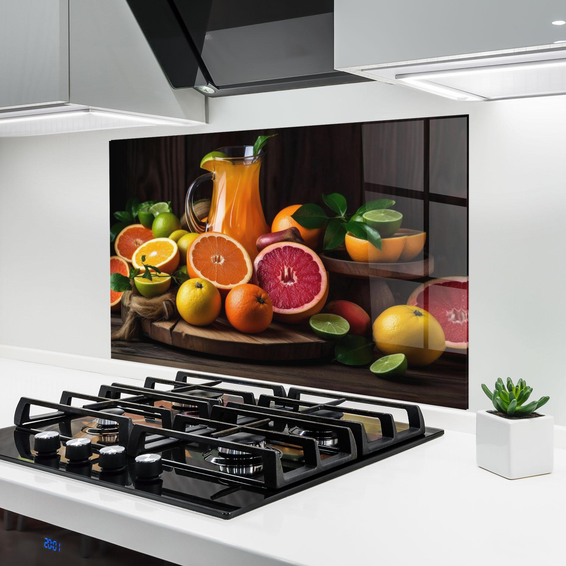 Panou Sticla Bucatarie Glass Of Orange Juice mockup 6