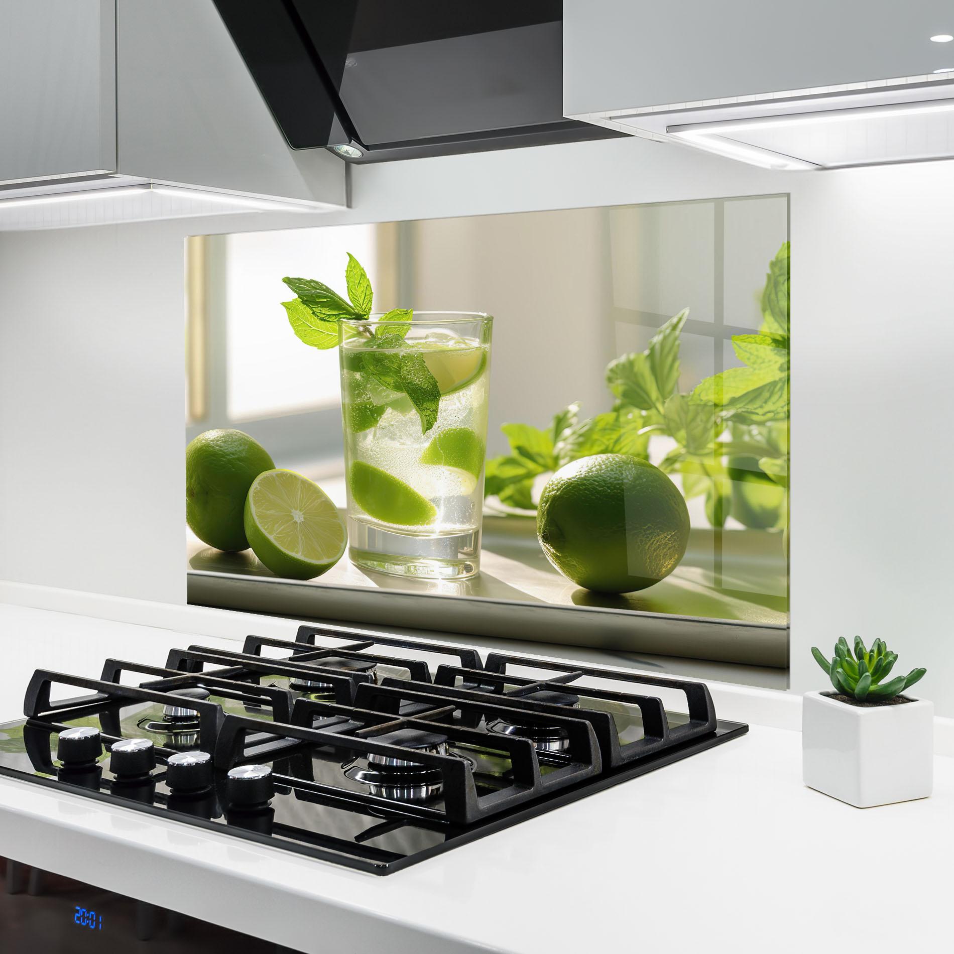 Panou Sticla Bucatarie Mint Lime Glass mockup 6