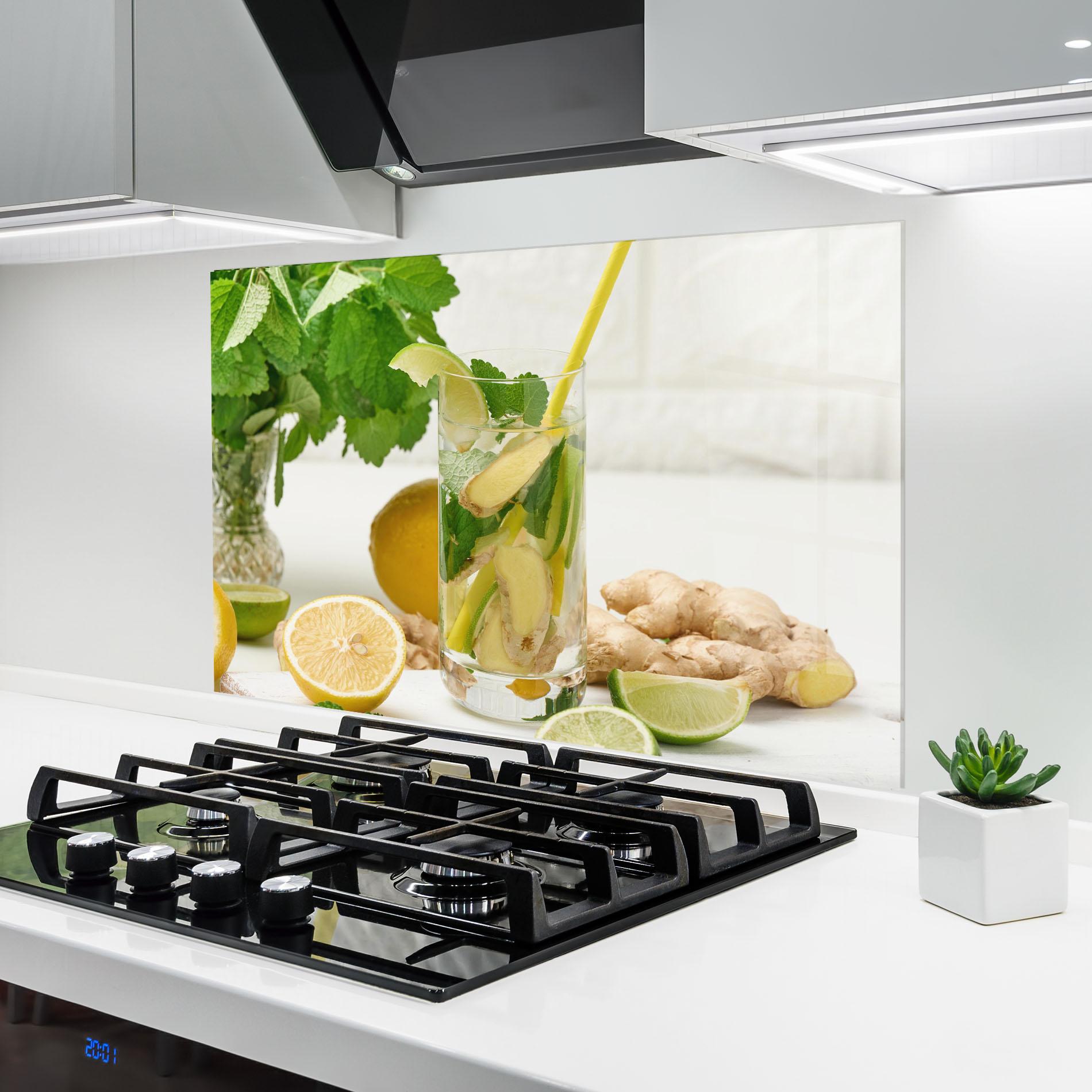 Panou Sticla Bucatarie Transparent Lemon Glass mockup 6