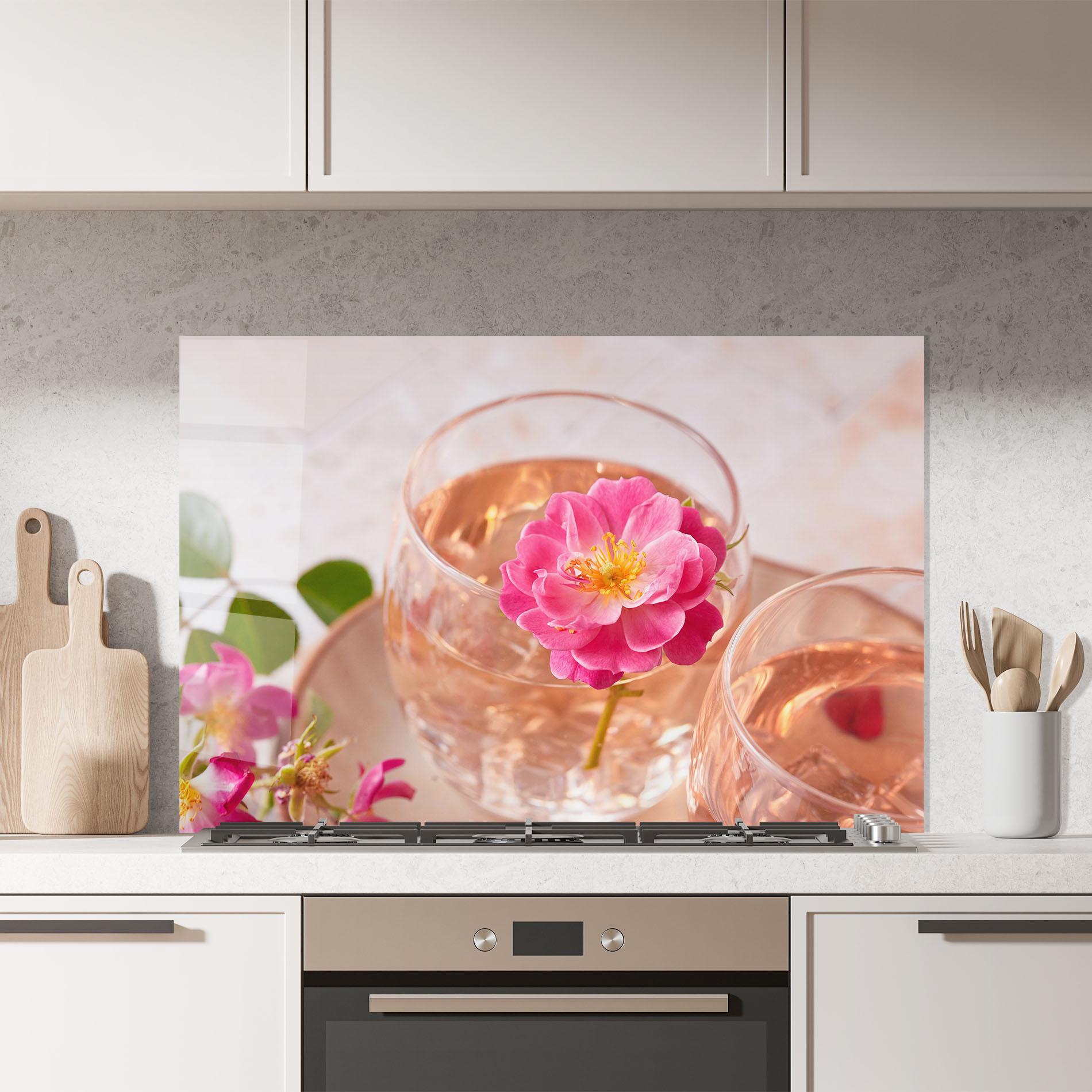 Panou Sticla Bucatarie Flower Drink mockup 7