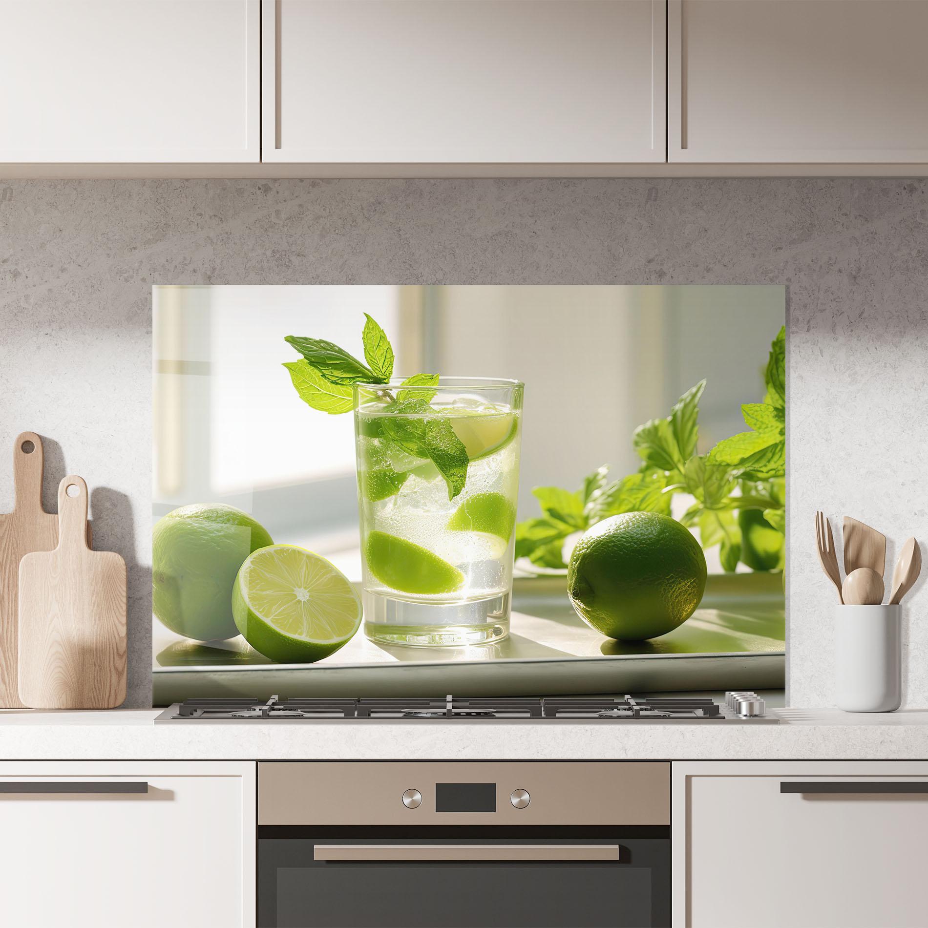Panou Sticla Bucatarie Mint Lime Glass mockup 7