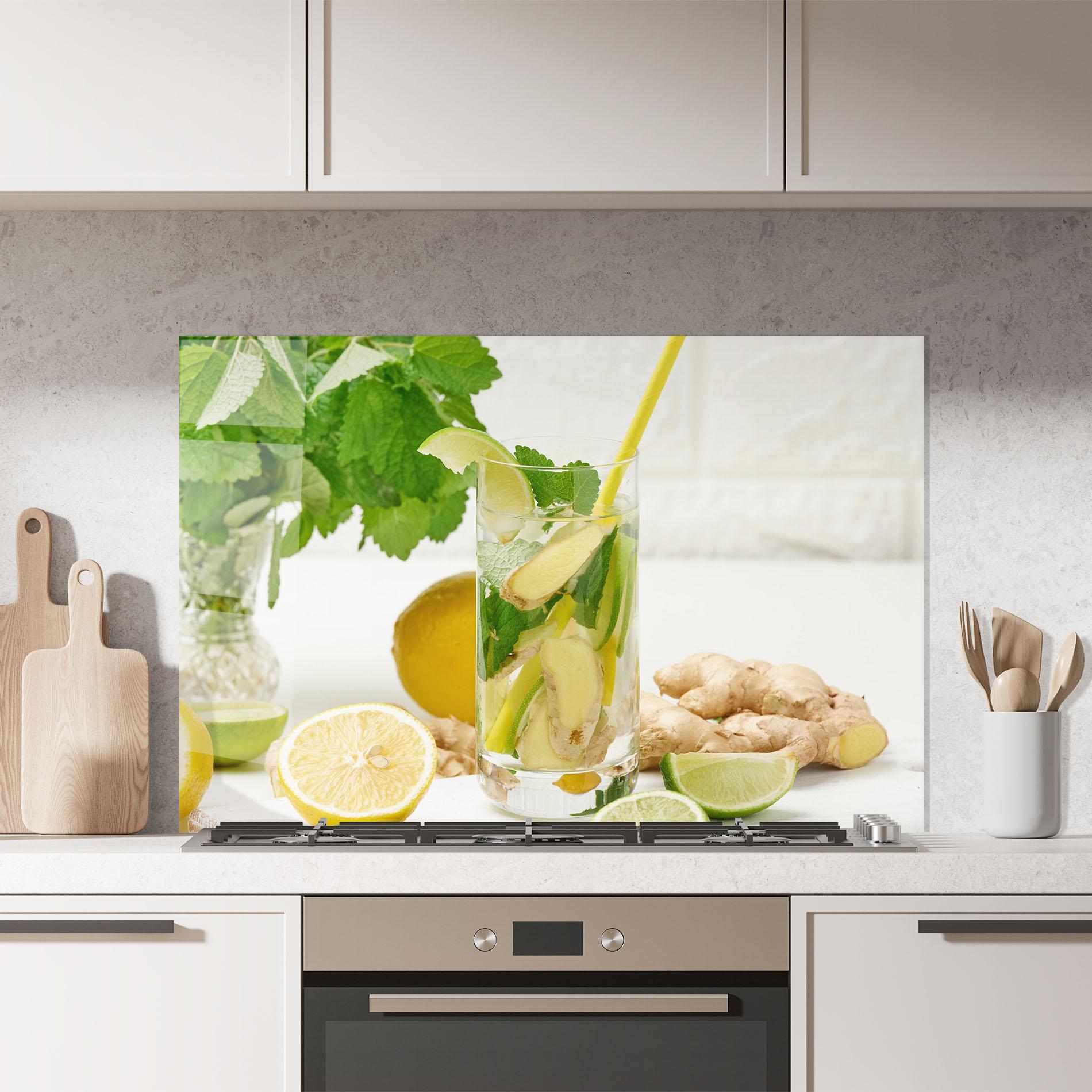 Panou Sticla Bucatarie Transparent Lemon Glass mockup 7