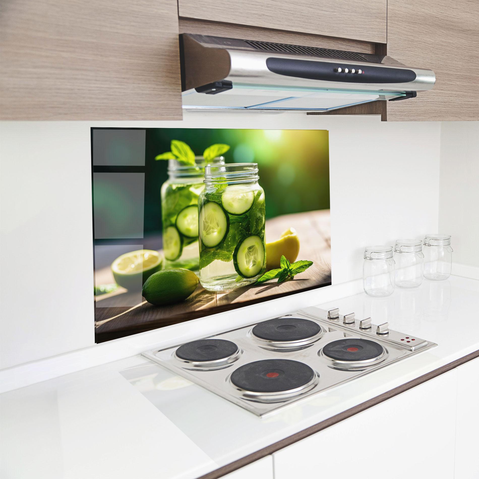 Panou Sticla Bucatarie Cold Drink Cucumber mockup 8