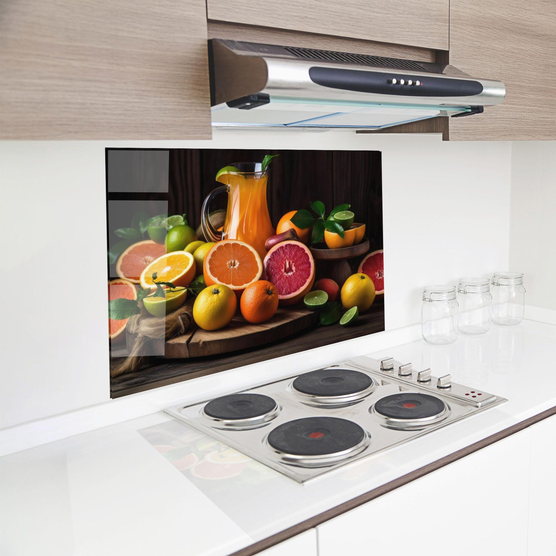 Panou Sticla Bucatarie Glass Of Orange Juice mockup 8