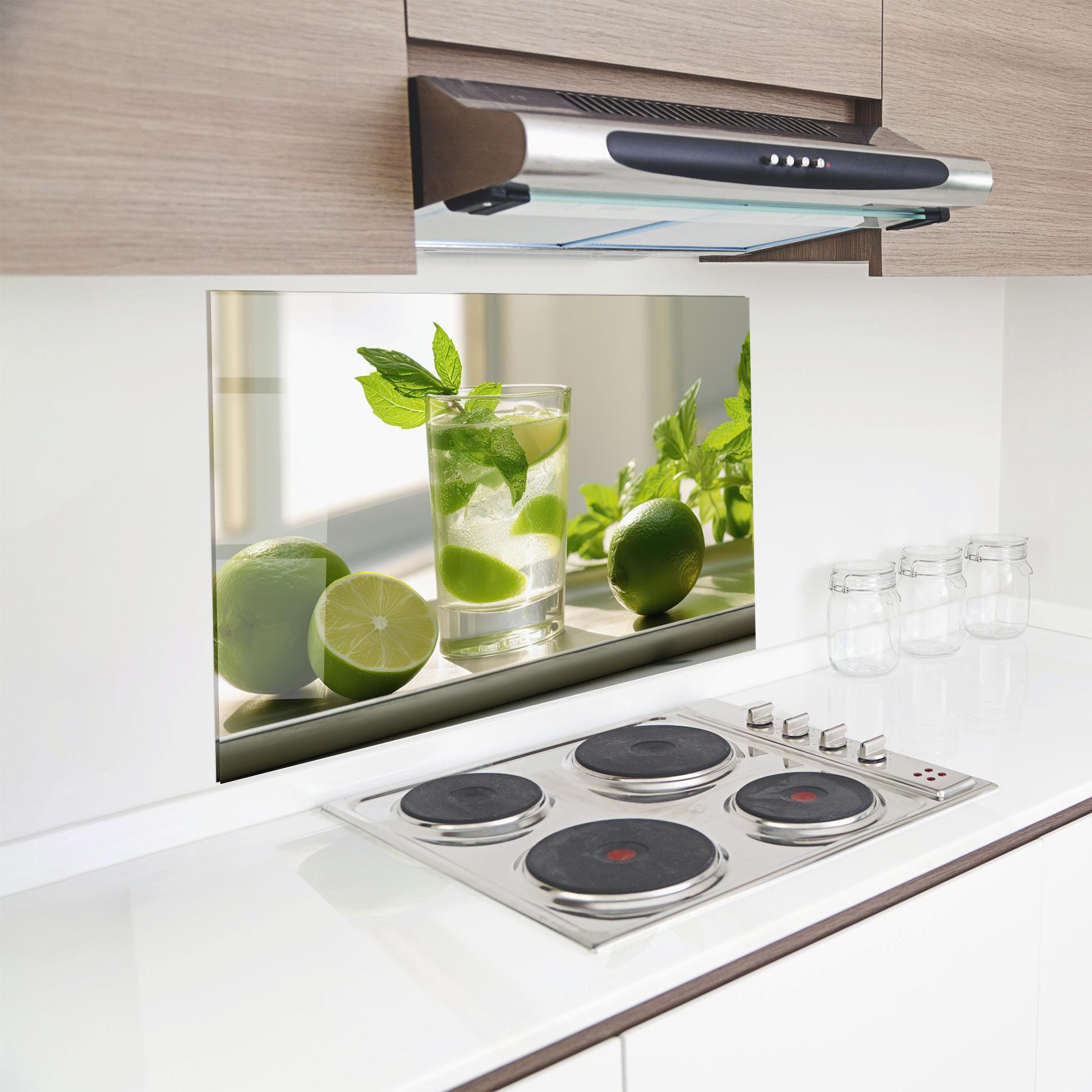 Panou Sticla Bucatarie Mint Lime Glass mockup 8