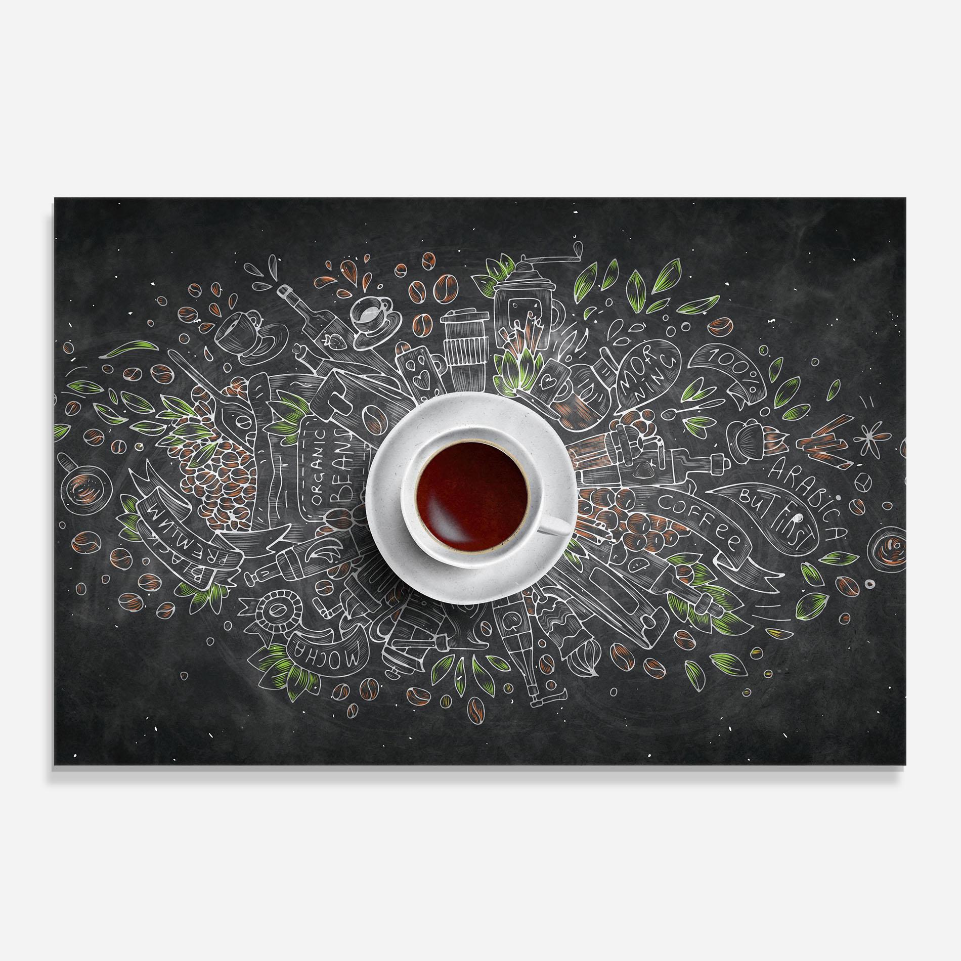 Panou Sticla Bucatarie Black Board Coffee mockup 0