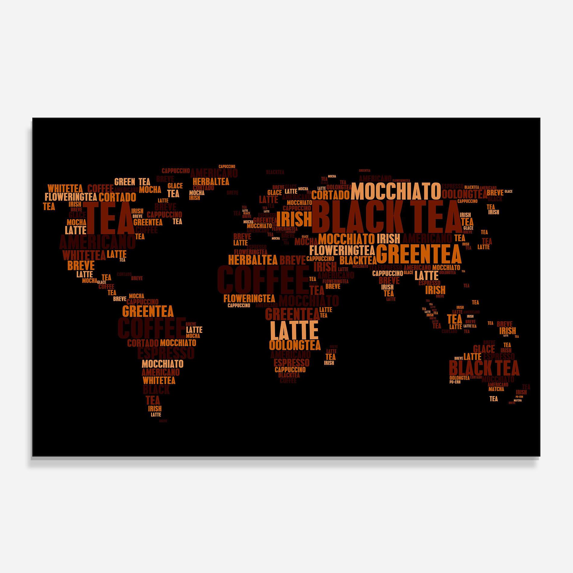 Panou Sticla Bucatarie Coffee Black Map mockup 0