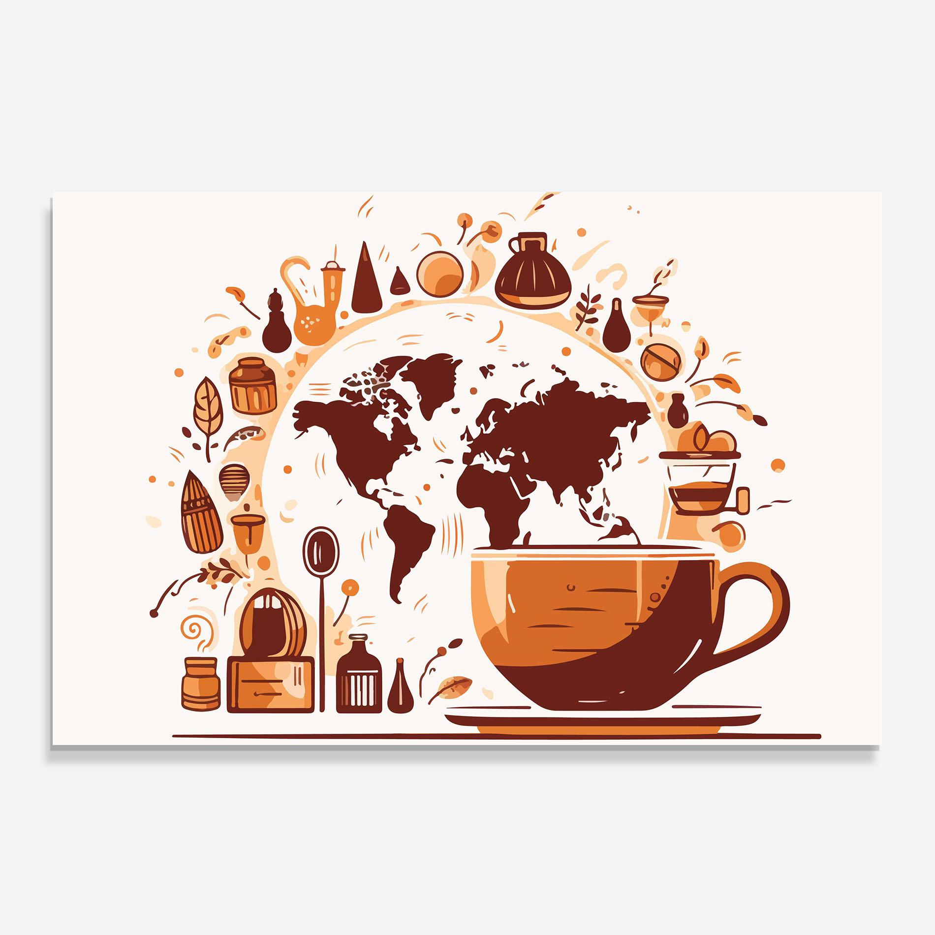 Panou Sticla Bucatarie Coffee Map mockup 0