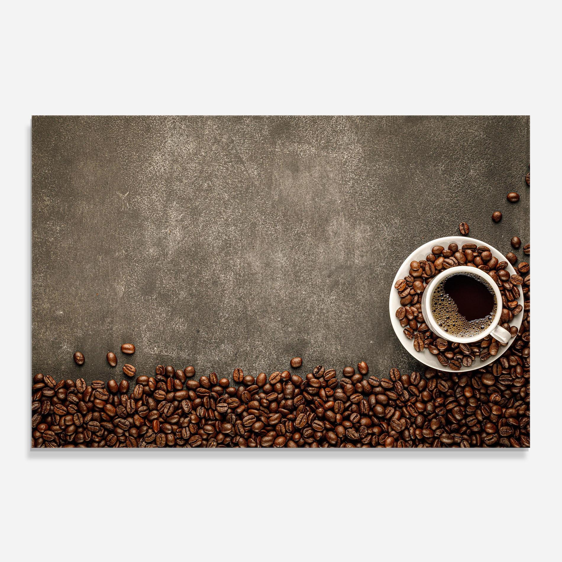 Panou Sticla Bucatarie Coffee On Grey Table mockup 0