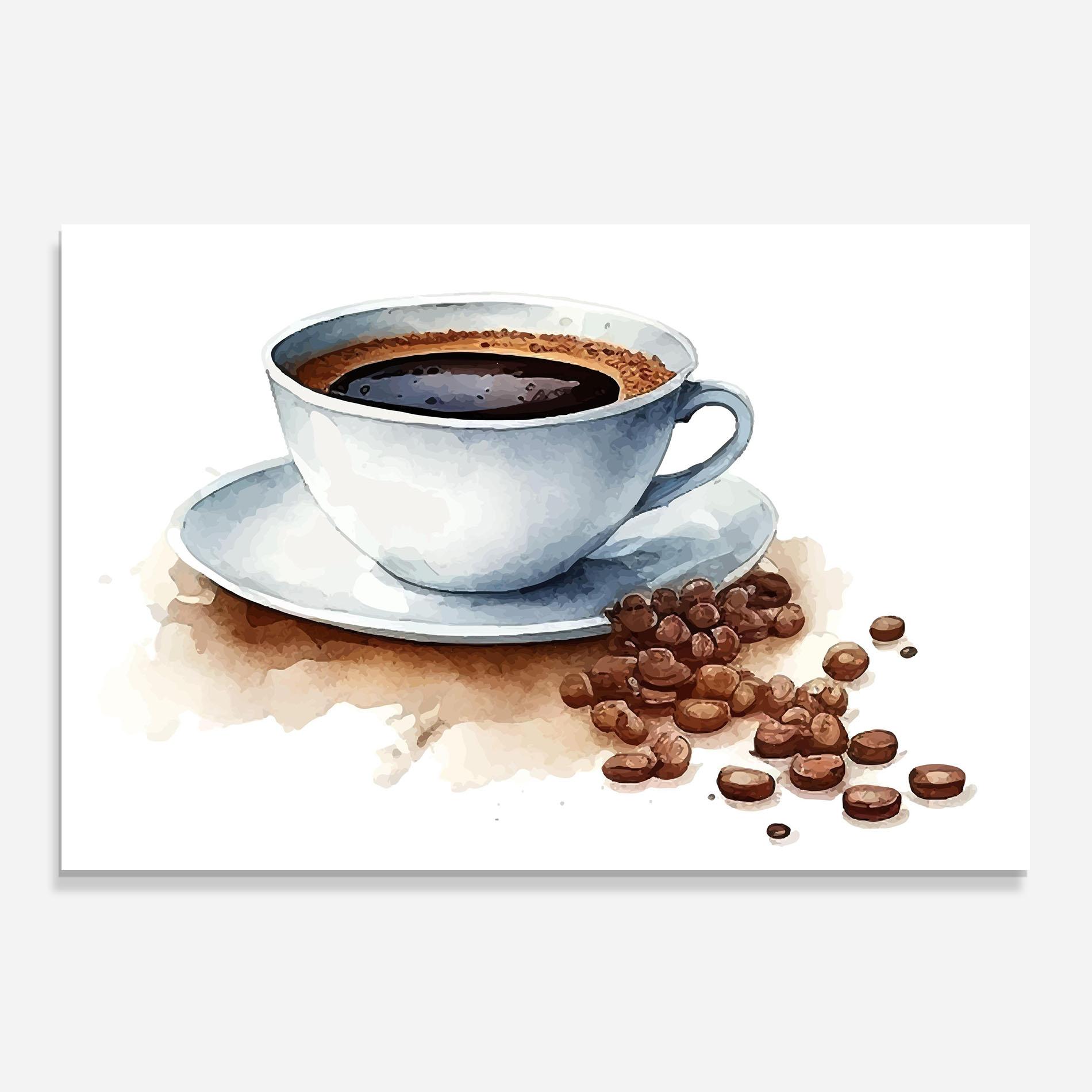 Panou Sticla Bucatarie Coffee Watercolor mockup 0