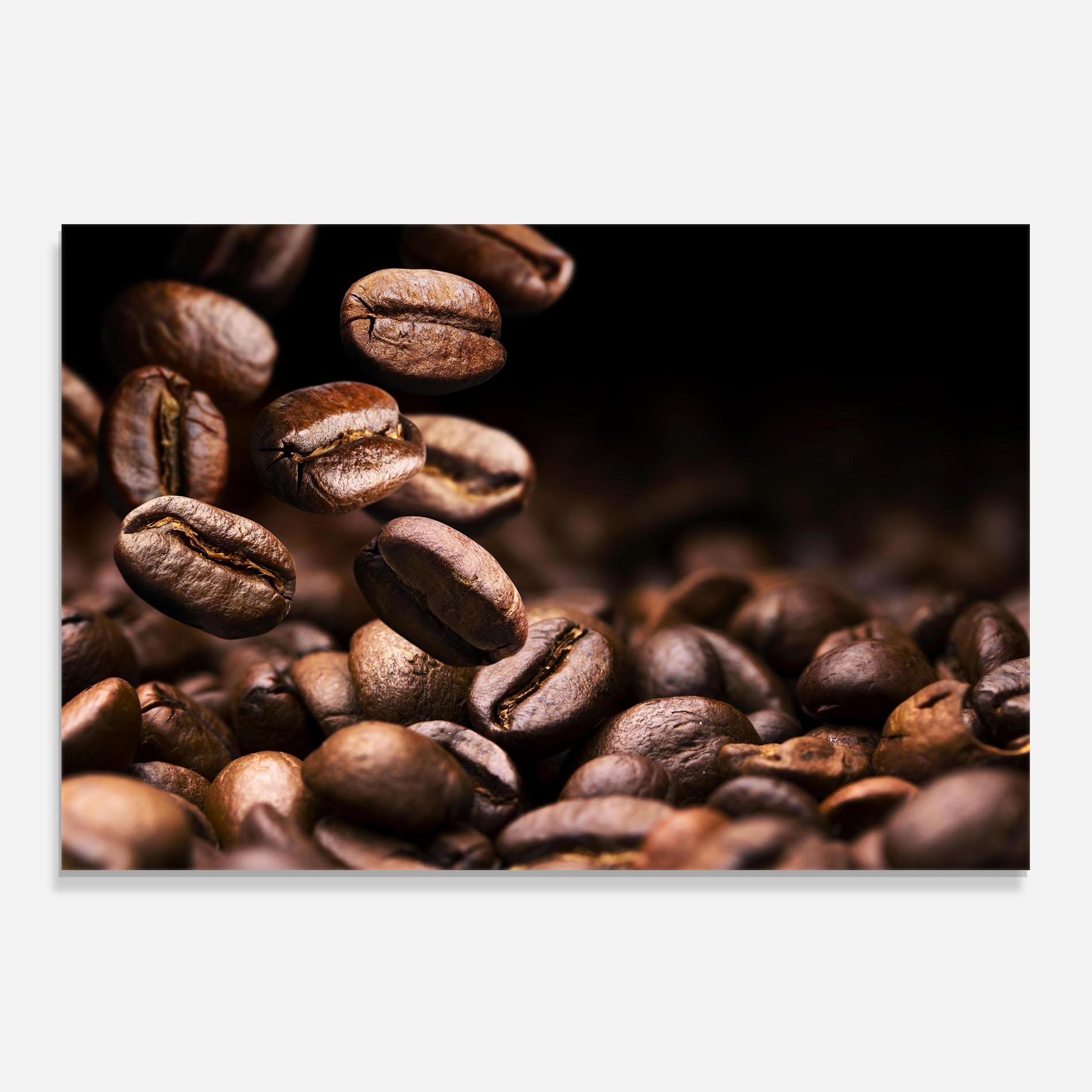 Panou Sticla Bucatarie Falling Coffee Beans mockup 0