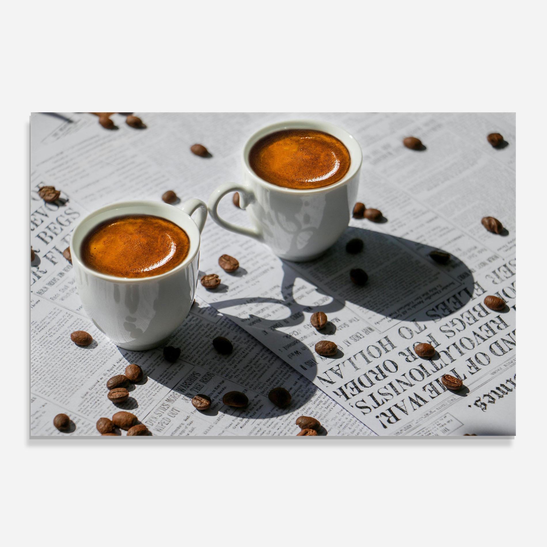 Panou Sticla Bucatarie Newspaper Coffee mockup 0