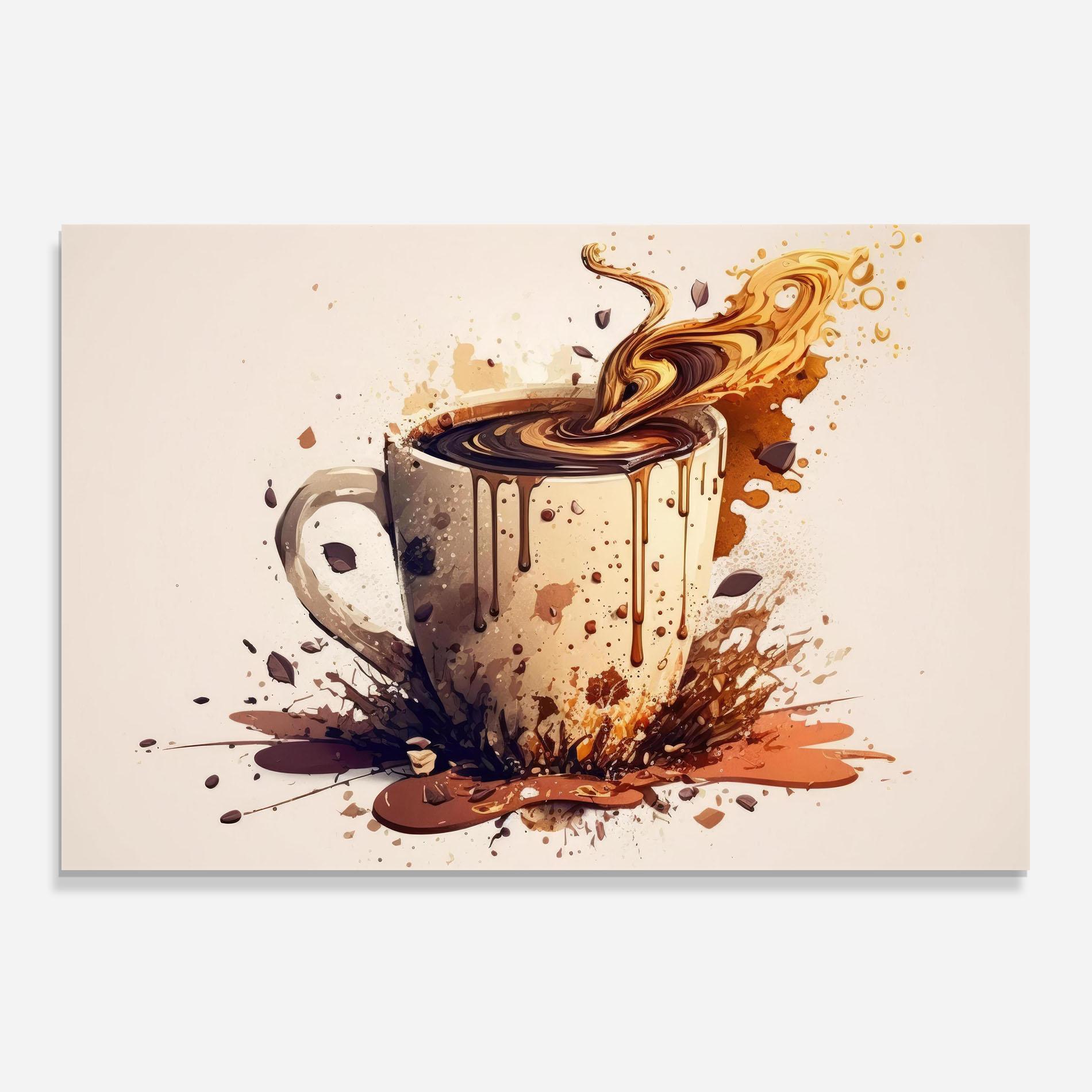 Panou Sticla Bucatarie Watercolor Cappuccino mockup 0