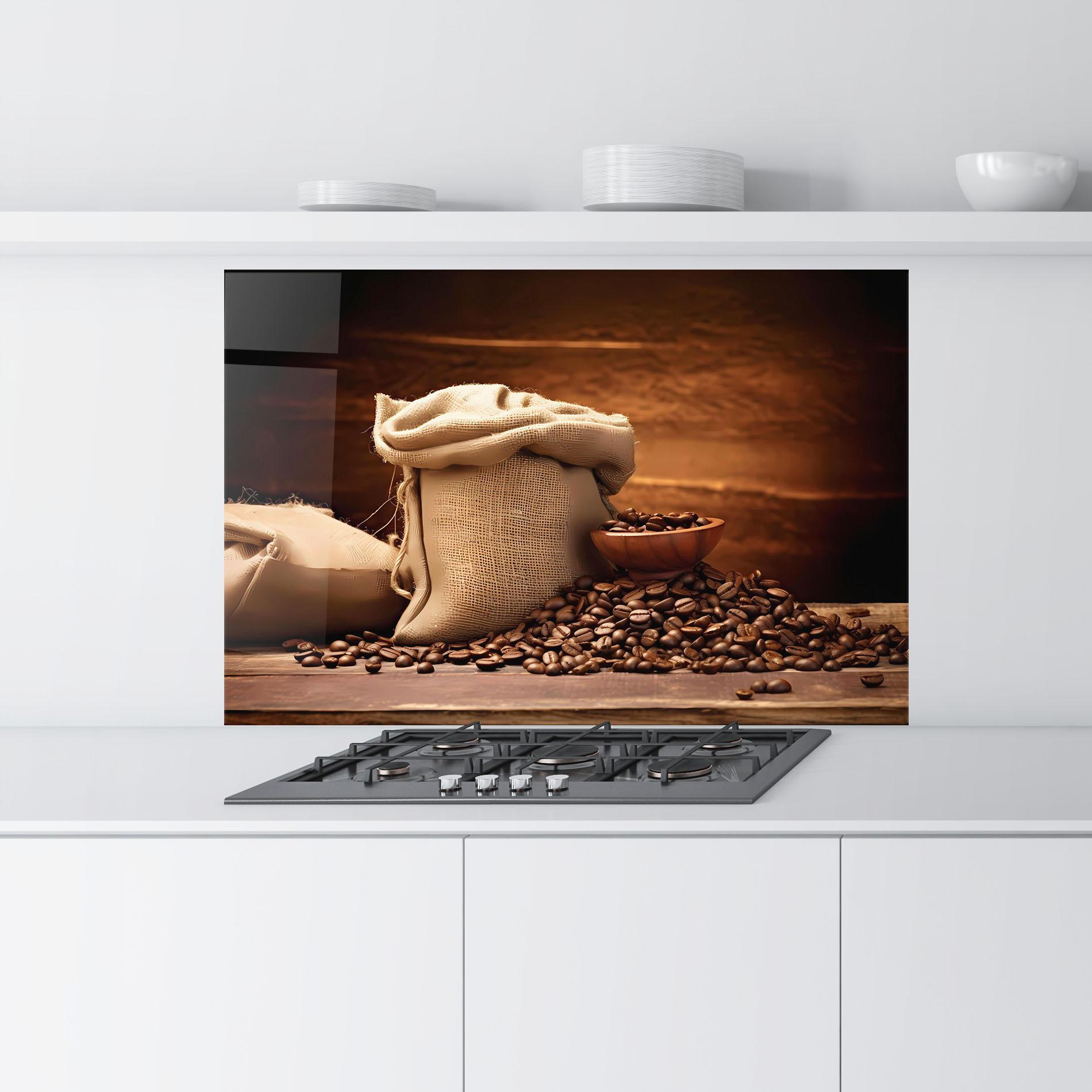 Panou Sticla Bucatarie Big Bag Of Coffee Beans mockup 9