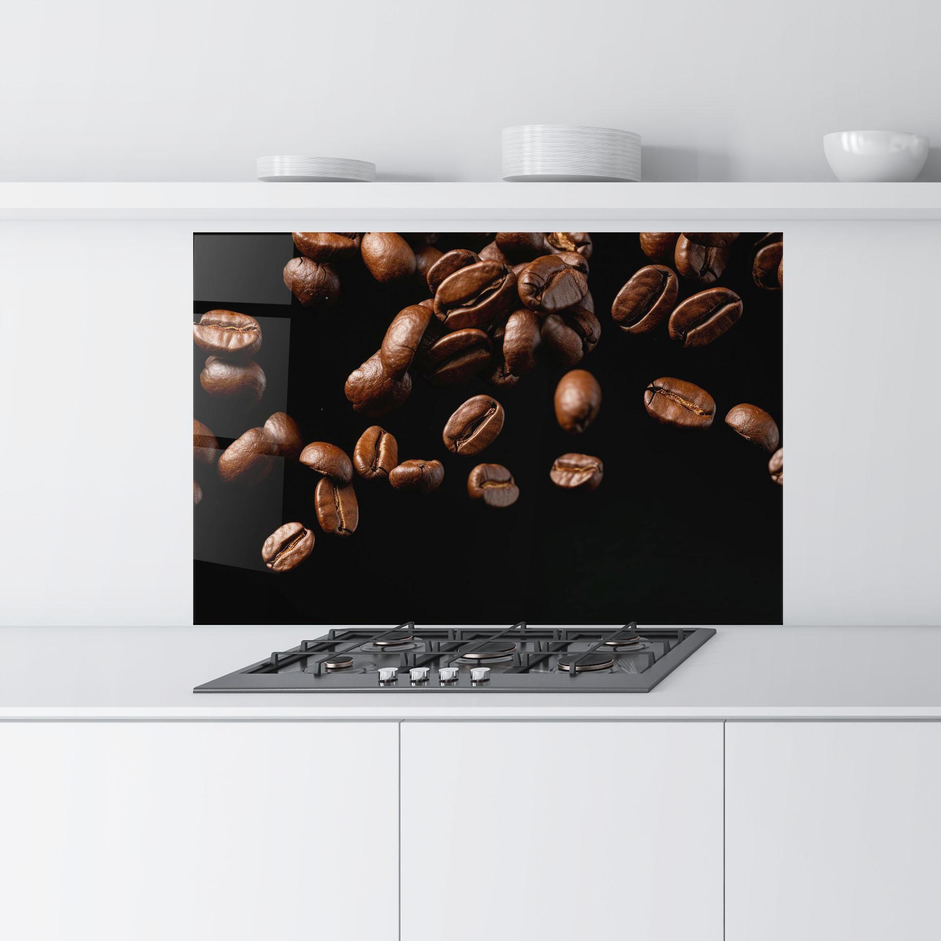 Panou Sticla Bucatarie Coffee Beans Floating mockup 9