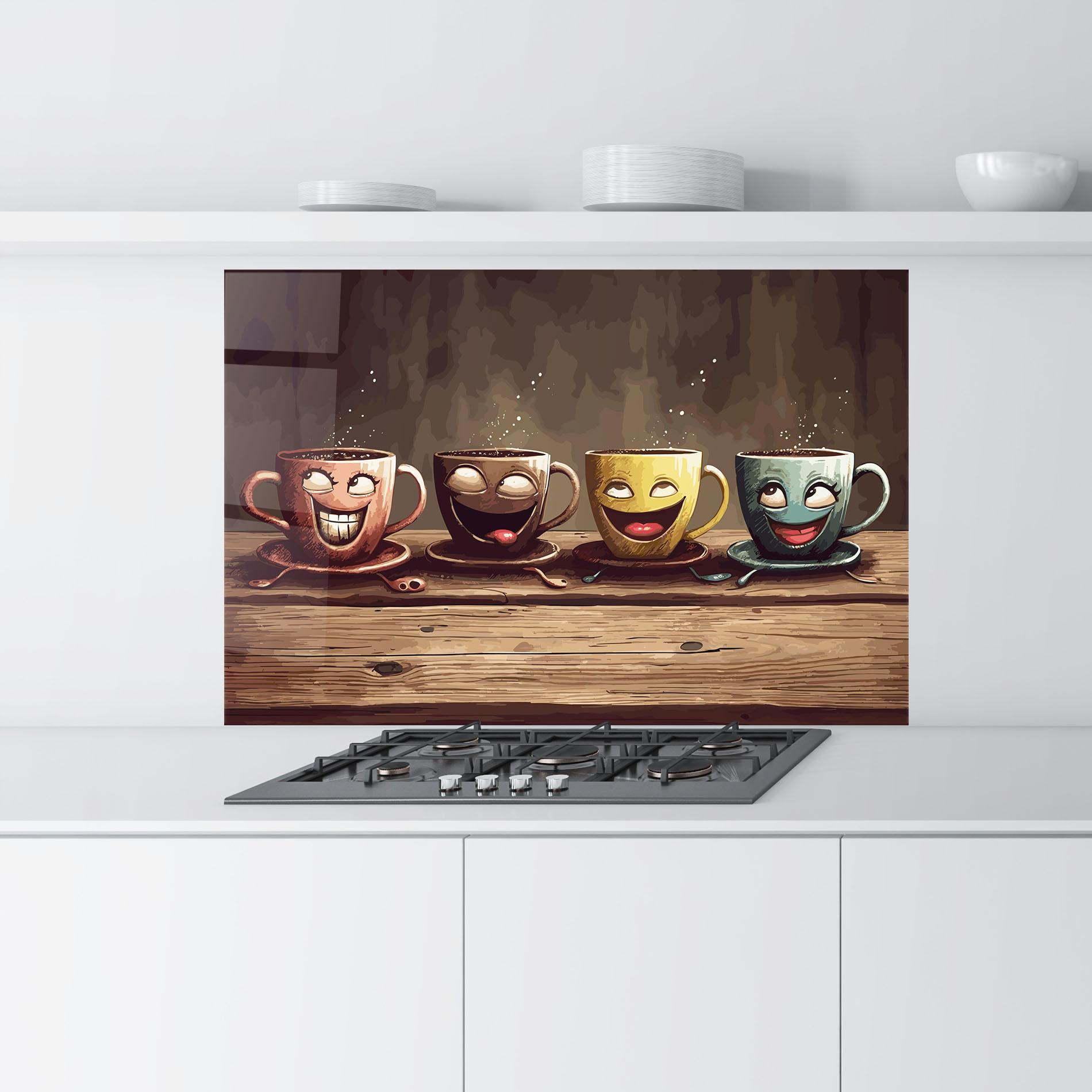 Panou Sticla Bucatarie Coffee Faces mockup 9