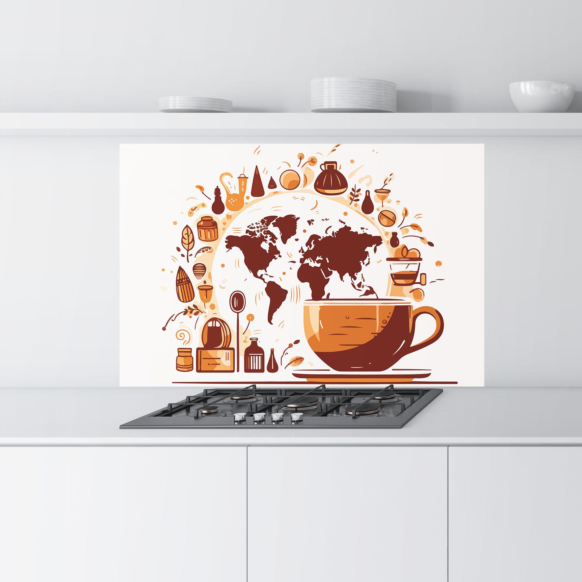 Panou Sticla Bucatarie Coffee Map mockup 9