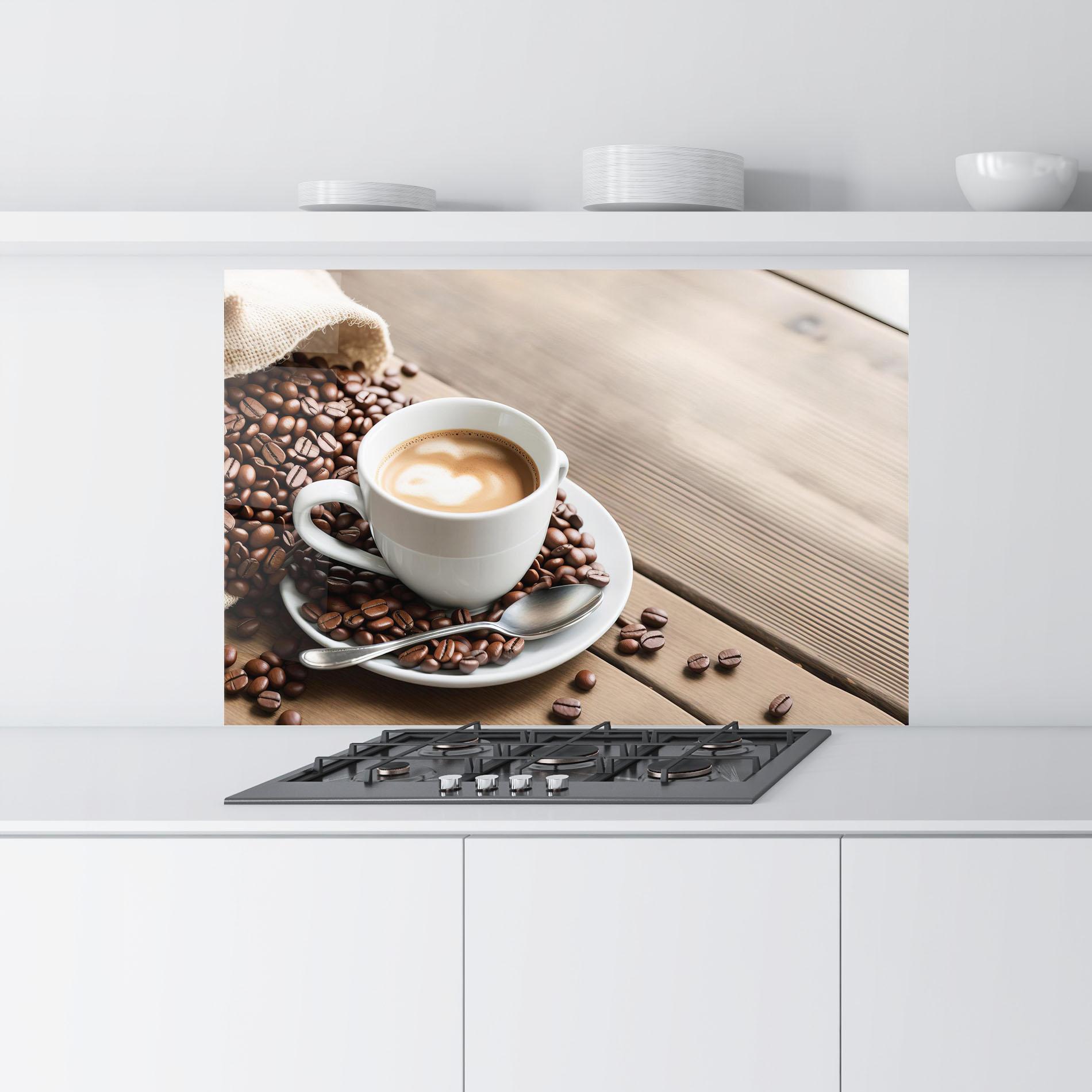 Panou Sticla Bucatarie Coffee On Table mockup 9