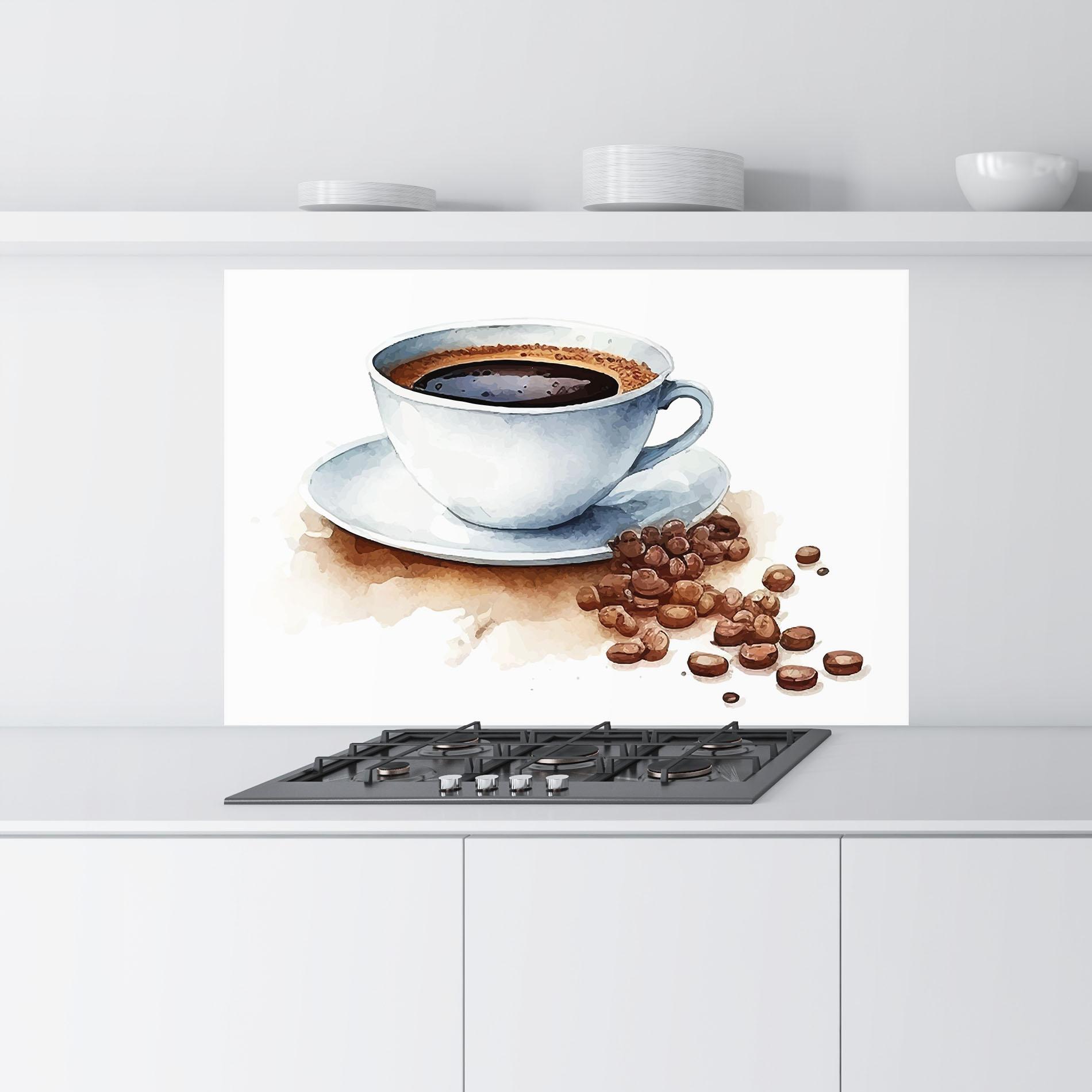 Panou Sticla Bucatarie Coffee Watercolor mockup 9