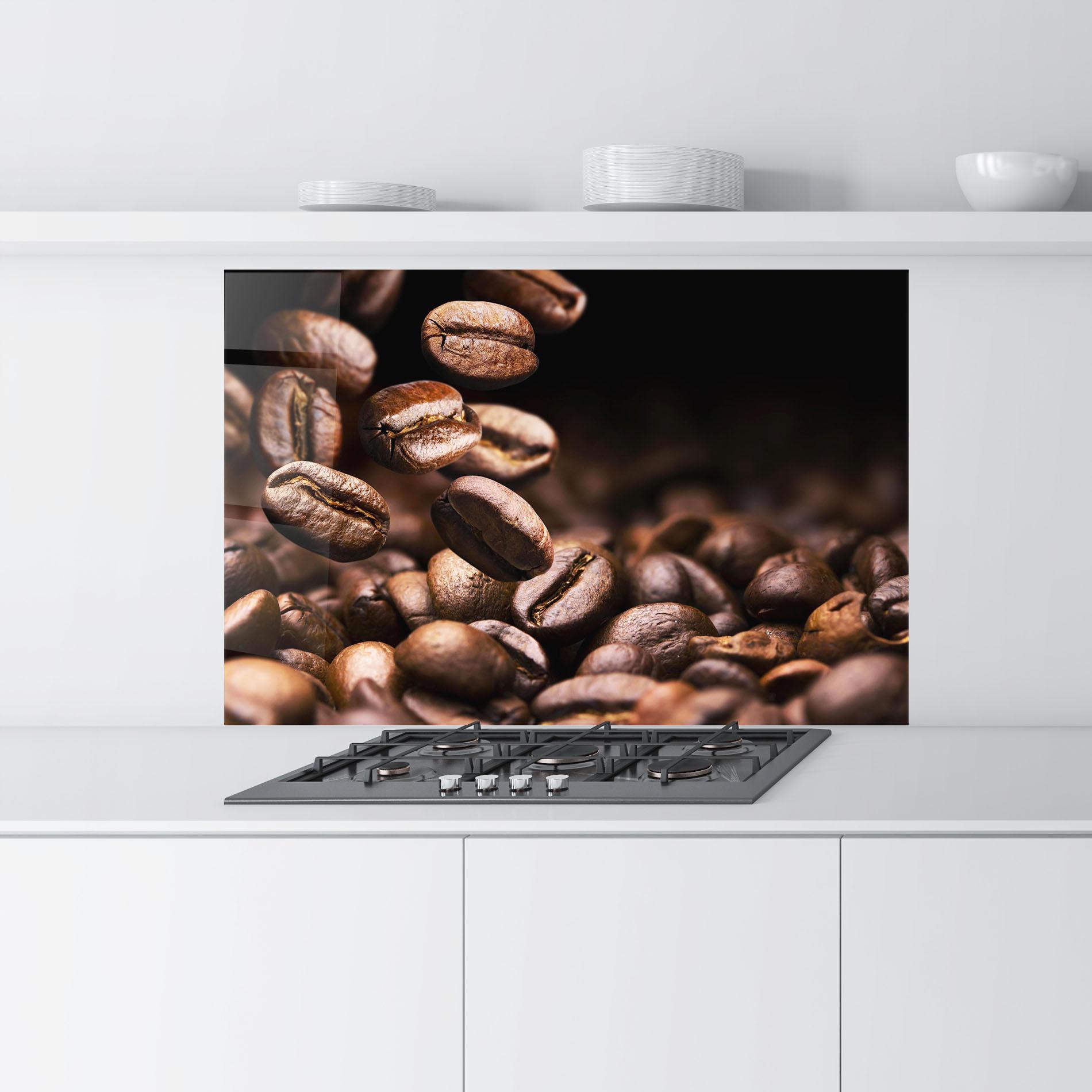 Panou Sticla Bucatarie Falling Coffee Beans mockup 9