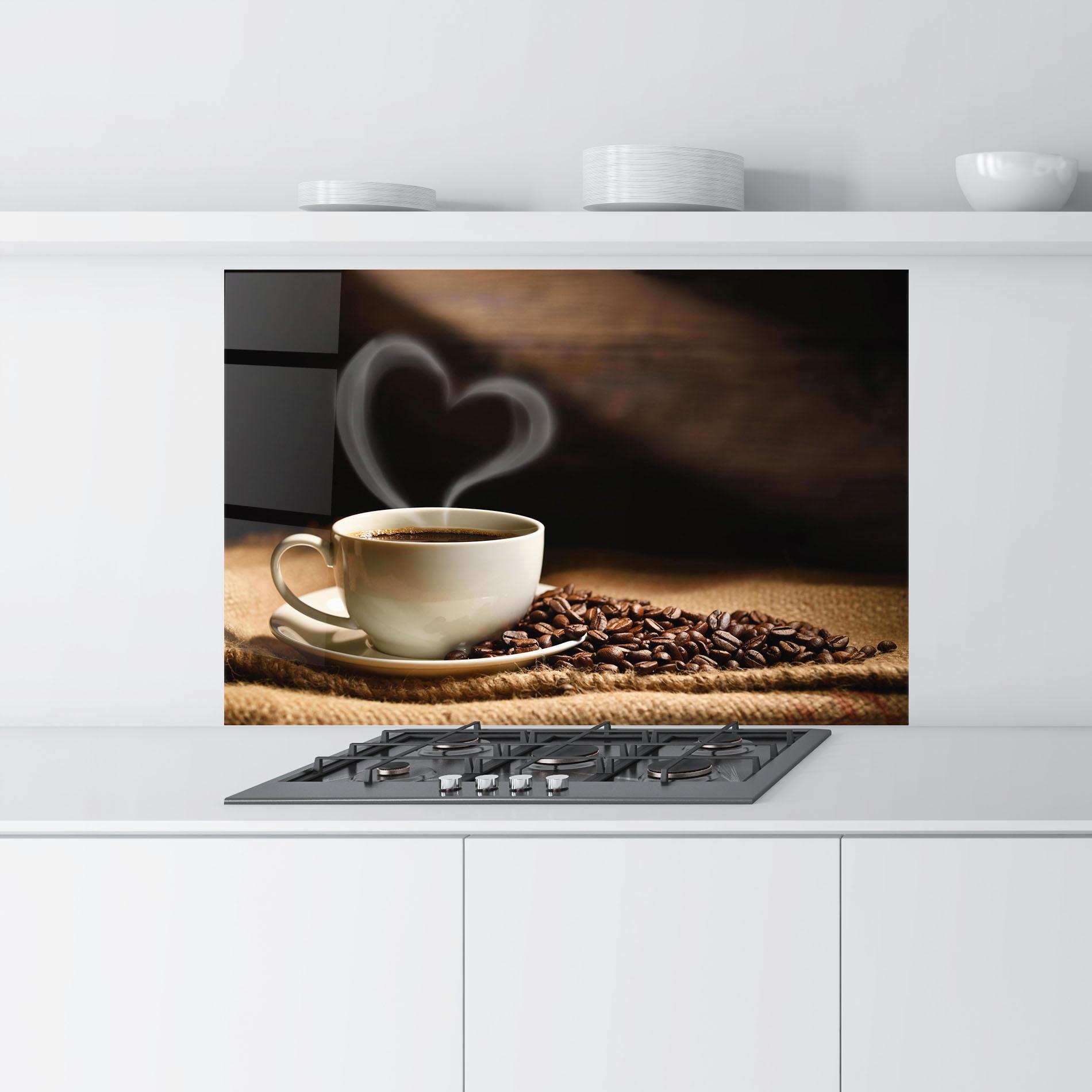 Panou Sticla Bucatarie Heart Coffee Smoke mockup 9
