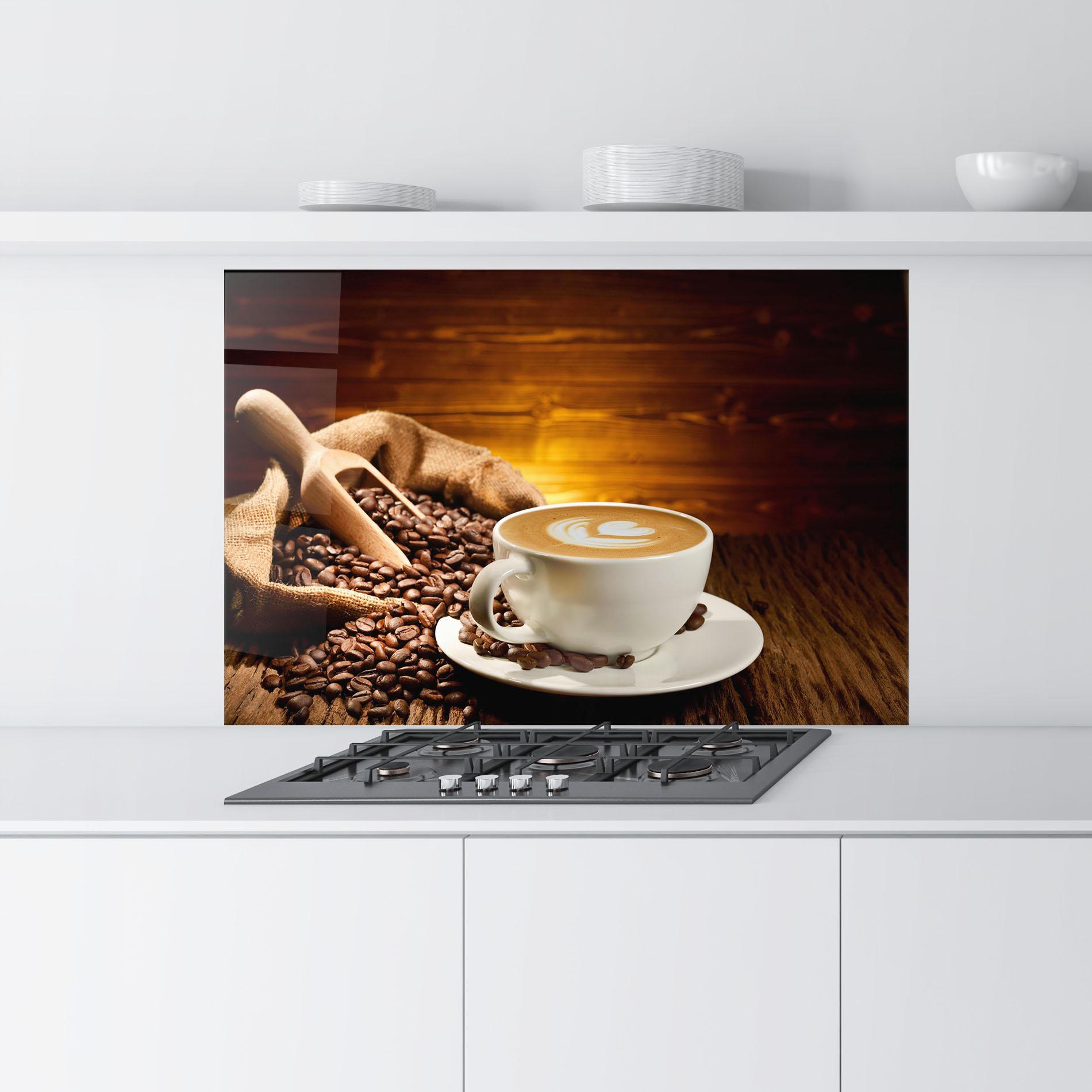 Panou Sticla Bucatarie Latte Coffee mockup 9