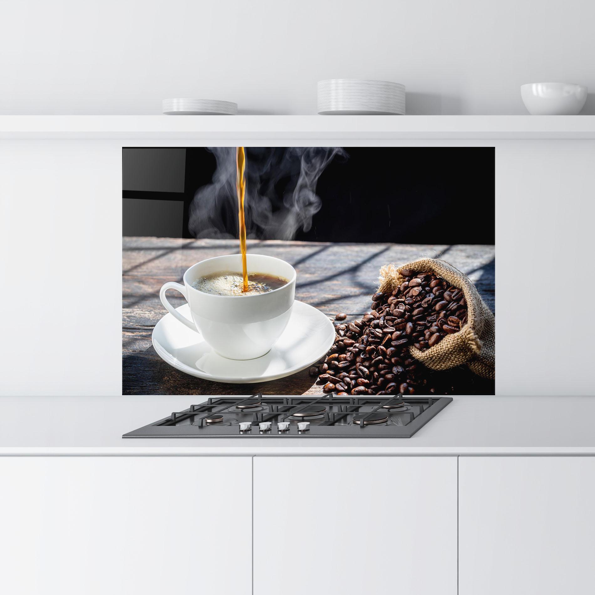 Panou Sticla Bucatarie Pouring Coffee mockup 9