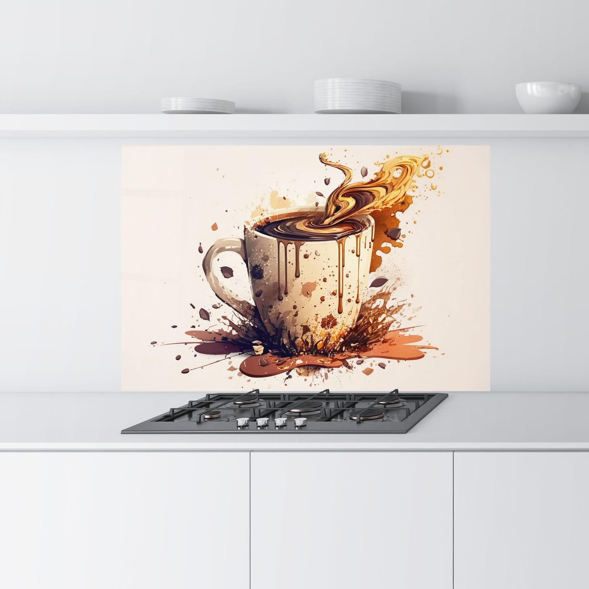 Panou Sticla Bucatarie Watercolor Cappuccino mockup 9