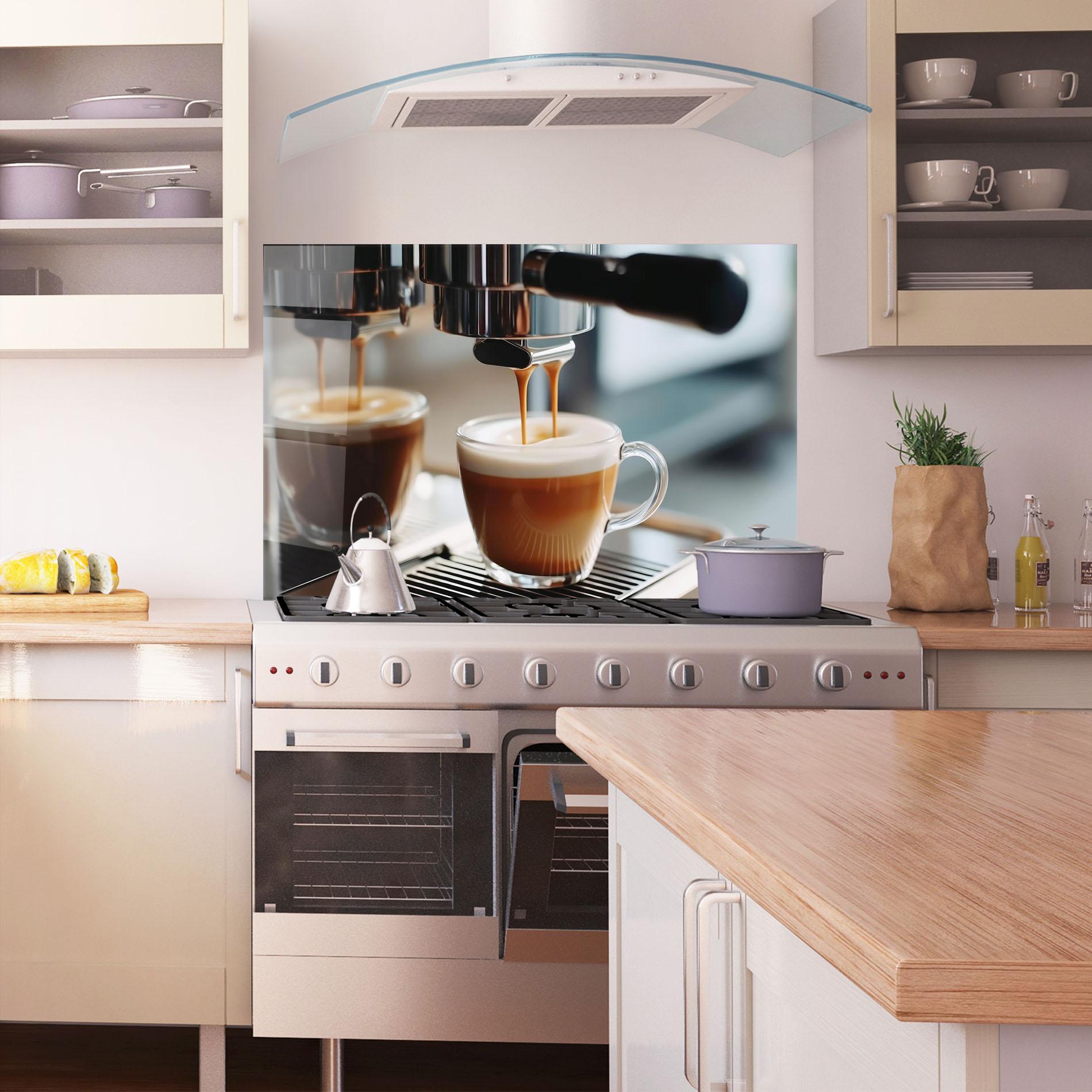Panou Sticla Bucatarie Close Up Coffee Machine mockup 1