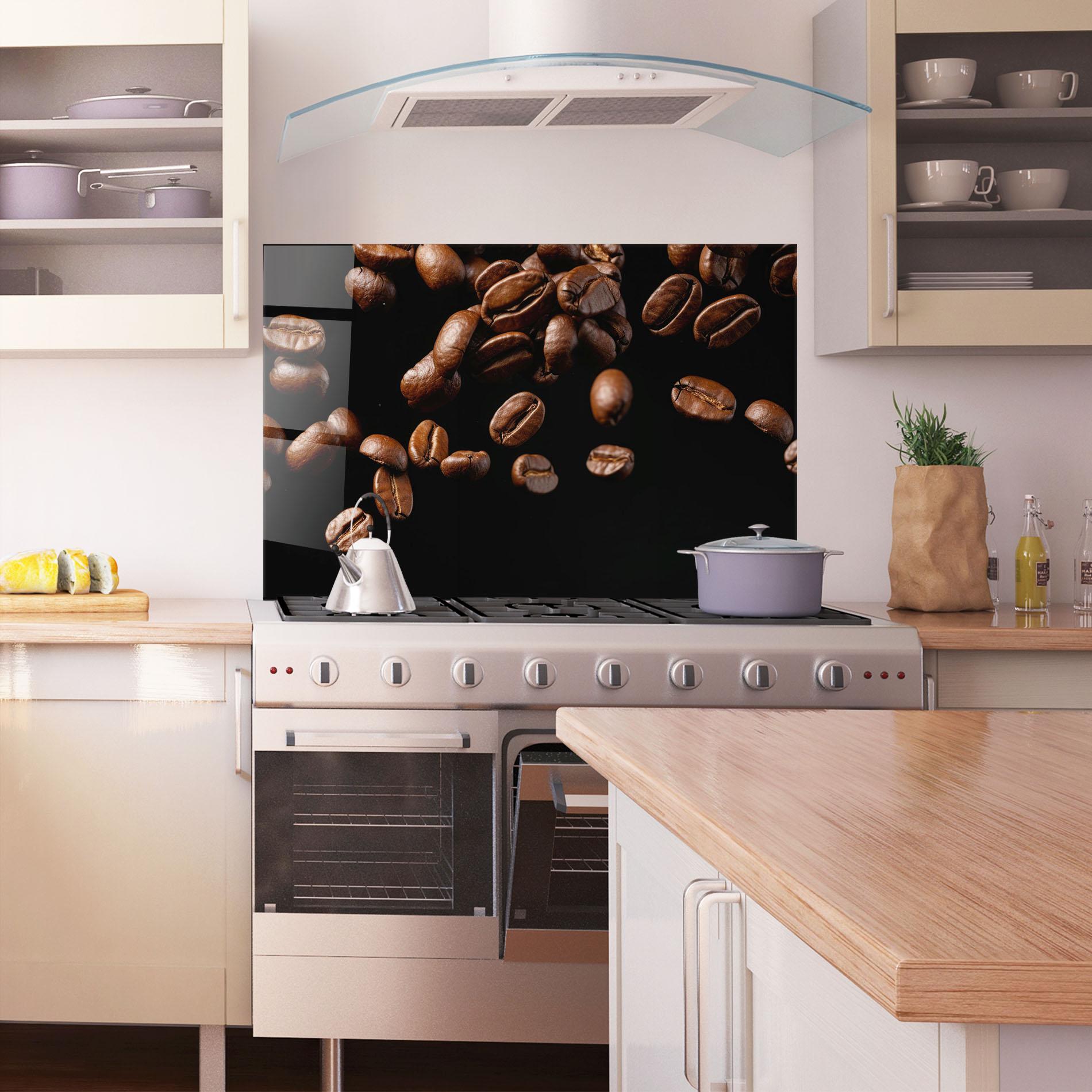 Panou Sticla Bucatarie Coffee Beans Floating mockup 1