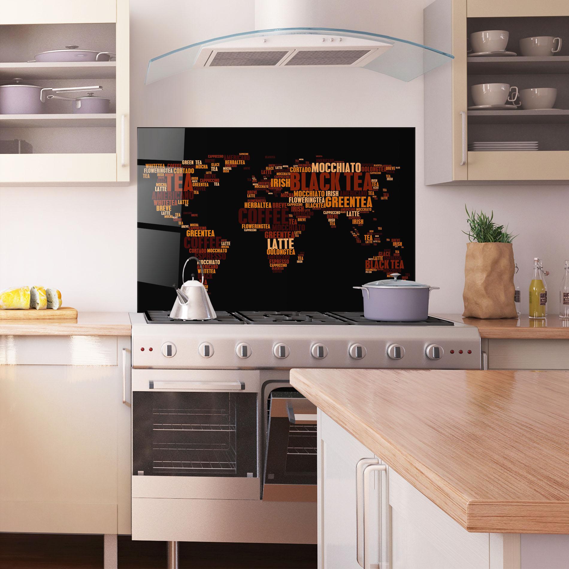 Panou Sticla Bucatarie Coffee Black Map mockup 1