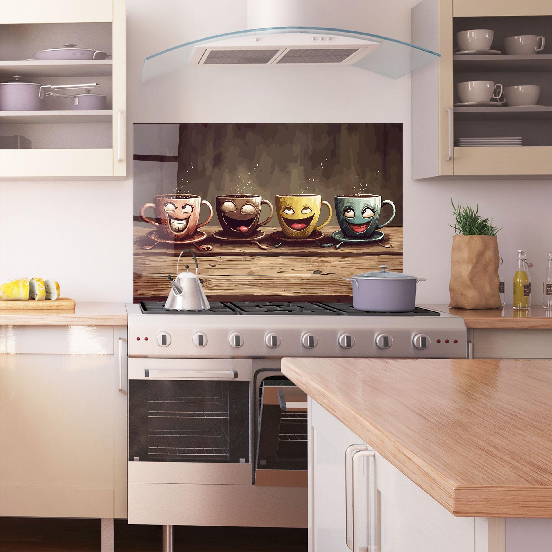 Panou Sticla Bucatarie Coffee Faces mockup 1