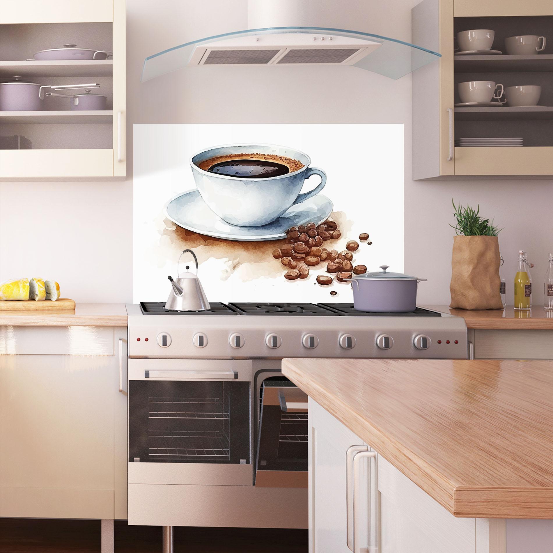 Panou Sticla Bucatarie Coffee Watercolor mockup 1