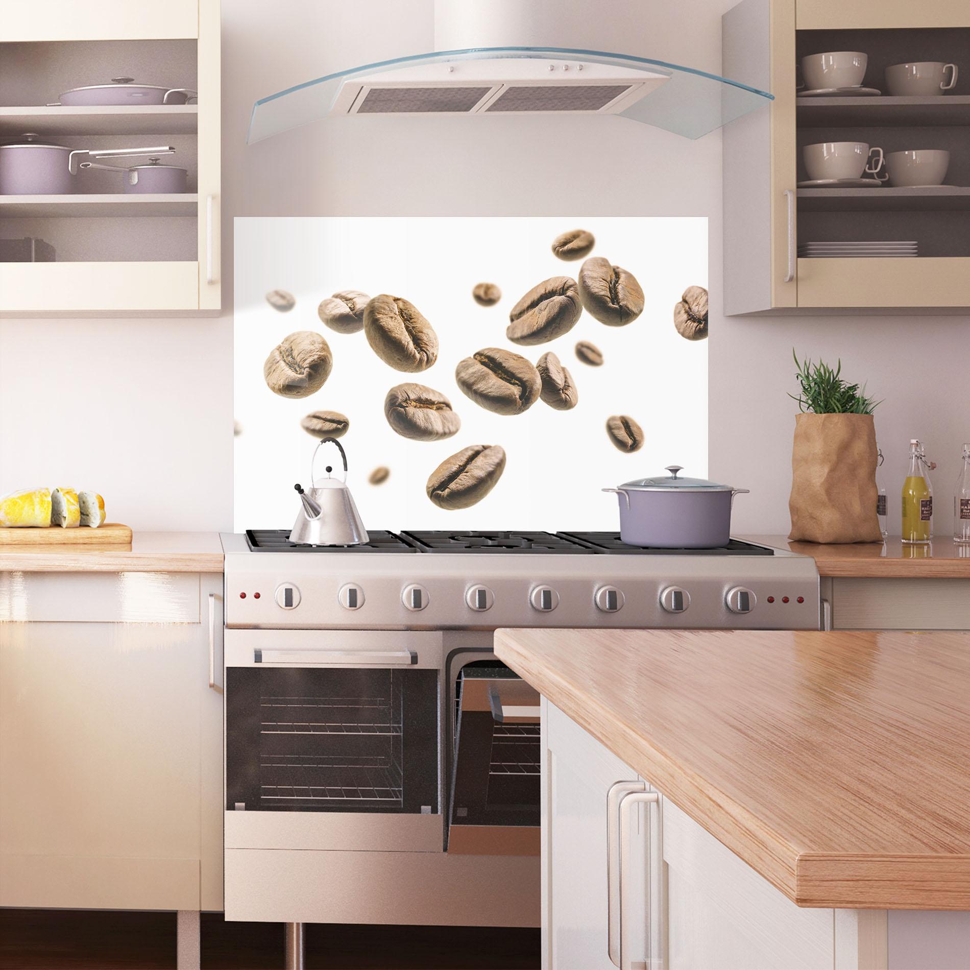 Panou Sticla Bucatarie Floating Coffee Beans mockup 1