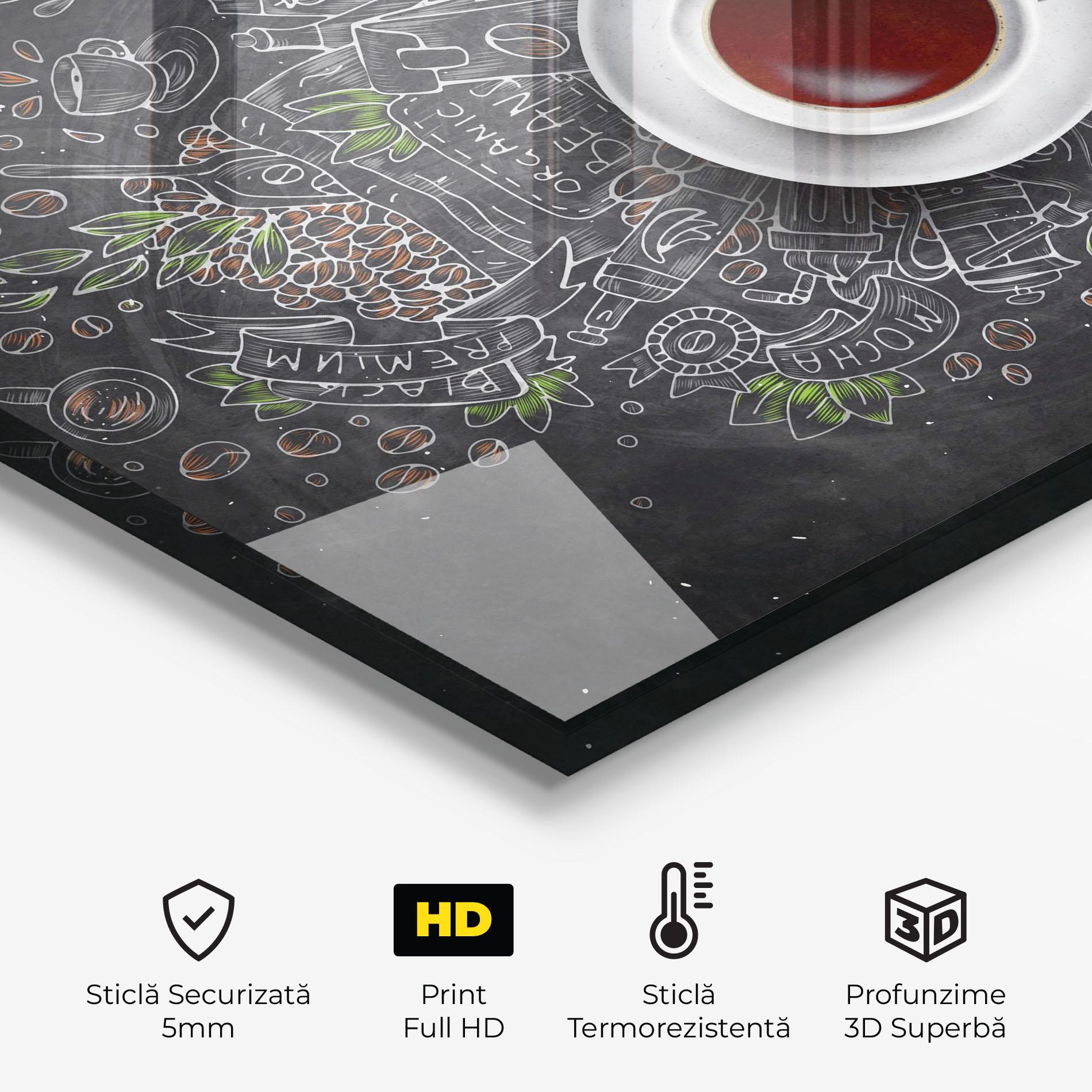 Panou Sticla Bucatarie Black Board Coffee mockup 2