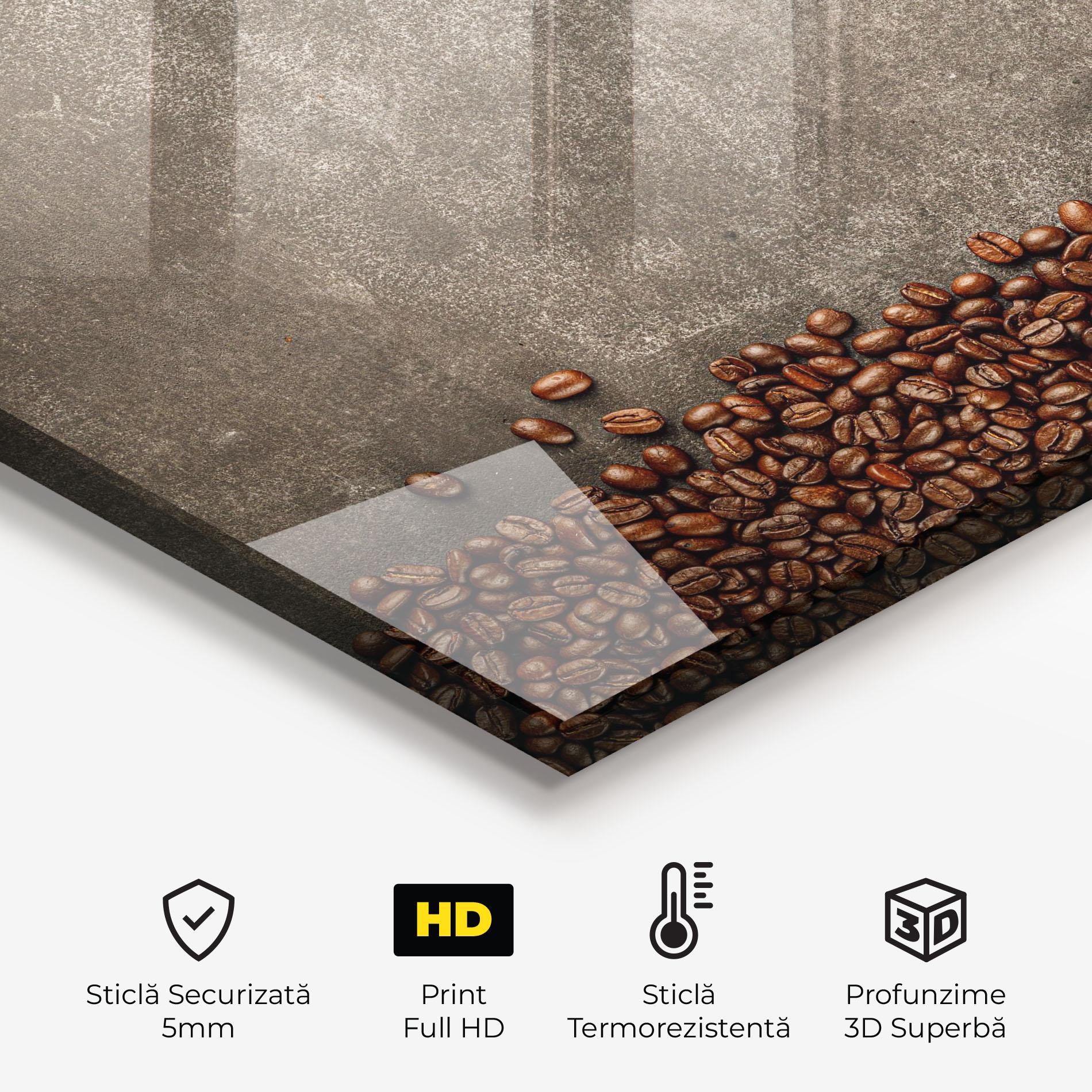 Panou Sticla Bucatarie Coffee On Grey Table mockup 2
