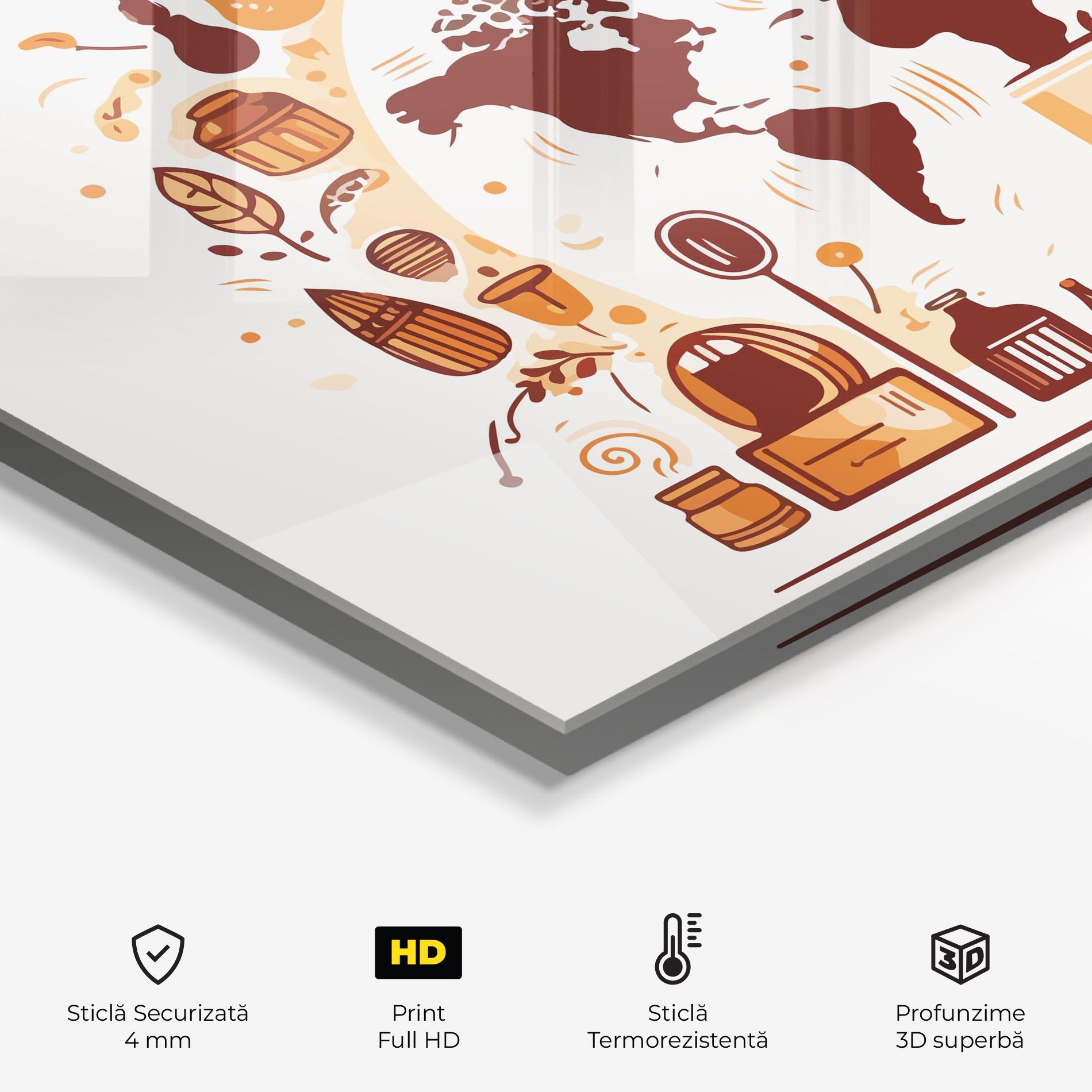 Panou Sticla Bucatarie Coffee Map mockup 2