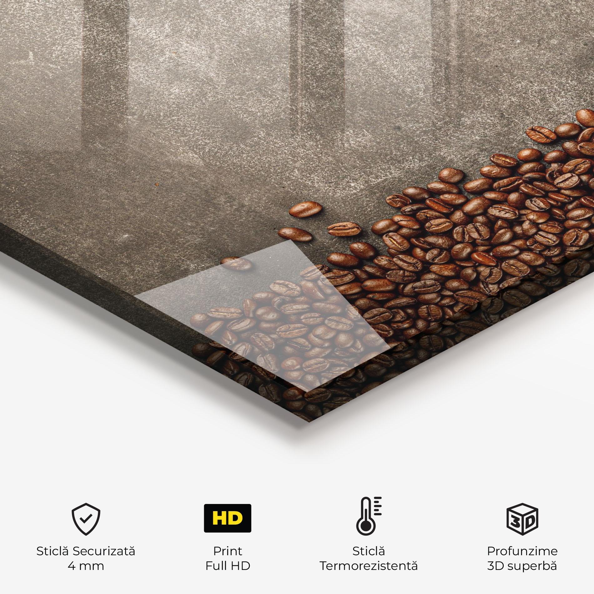Panou Sticla Bucatarie Coffee On Grey Table mockup 2