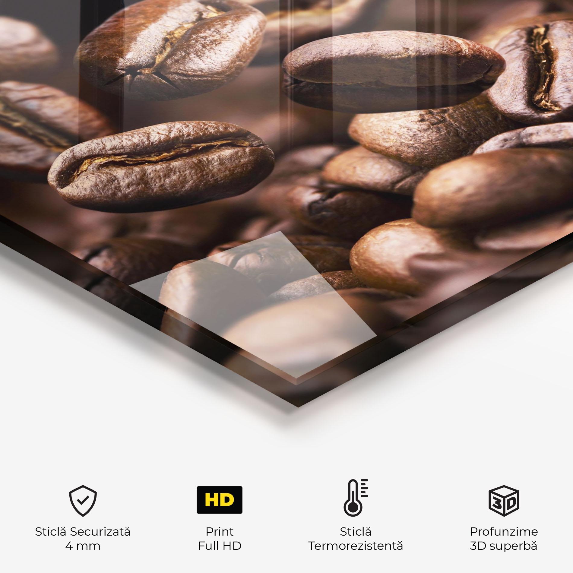 Panou Sticla Bucatarie Falling Coffee Beans mockup 2