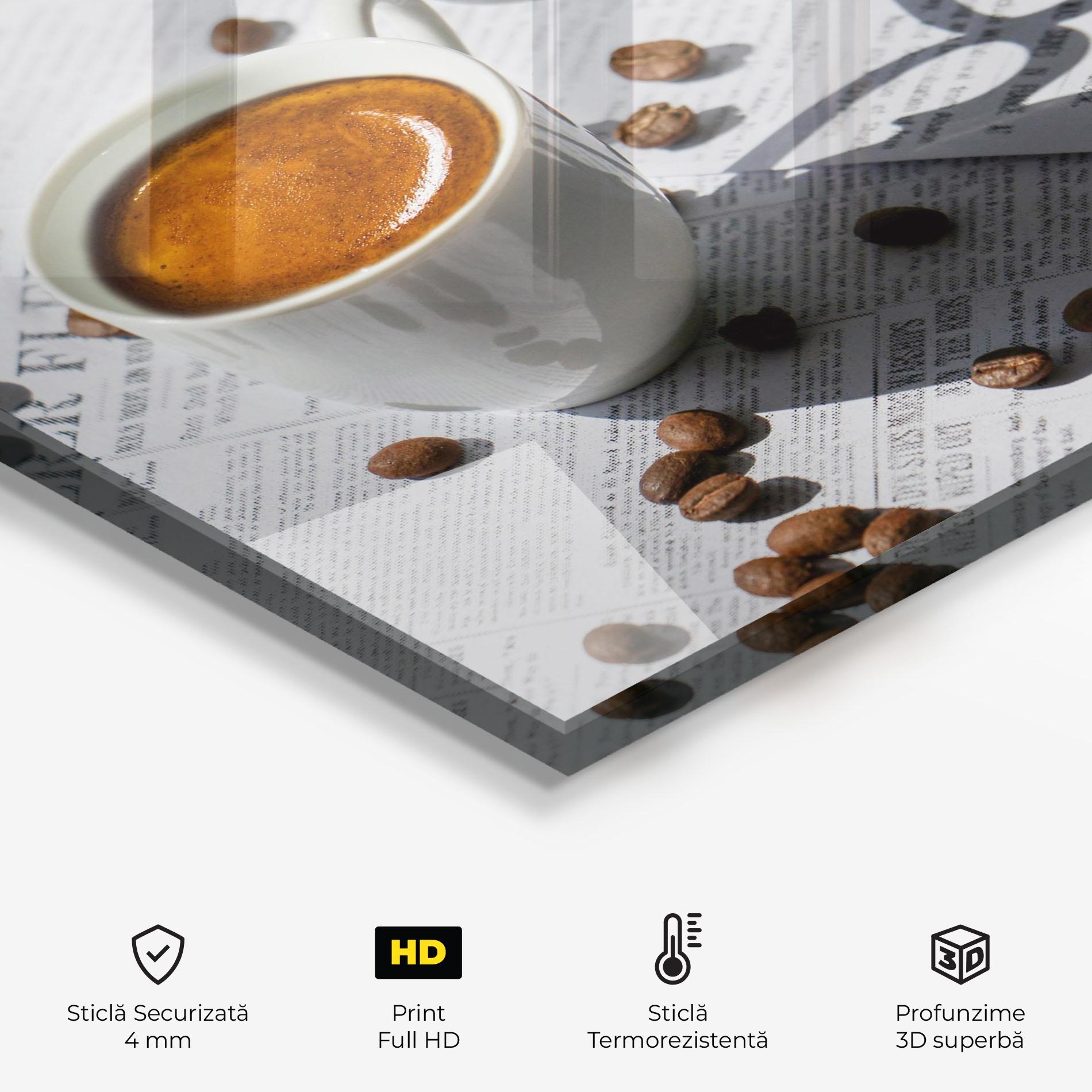 Panou Sticla Bucatarie Newspaper Coffee mockup 2