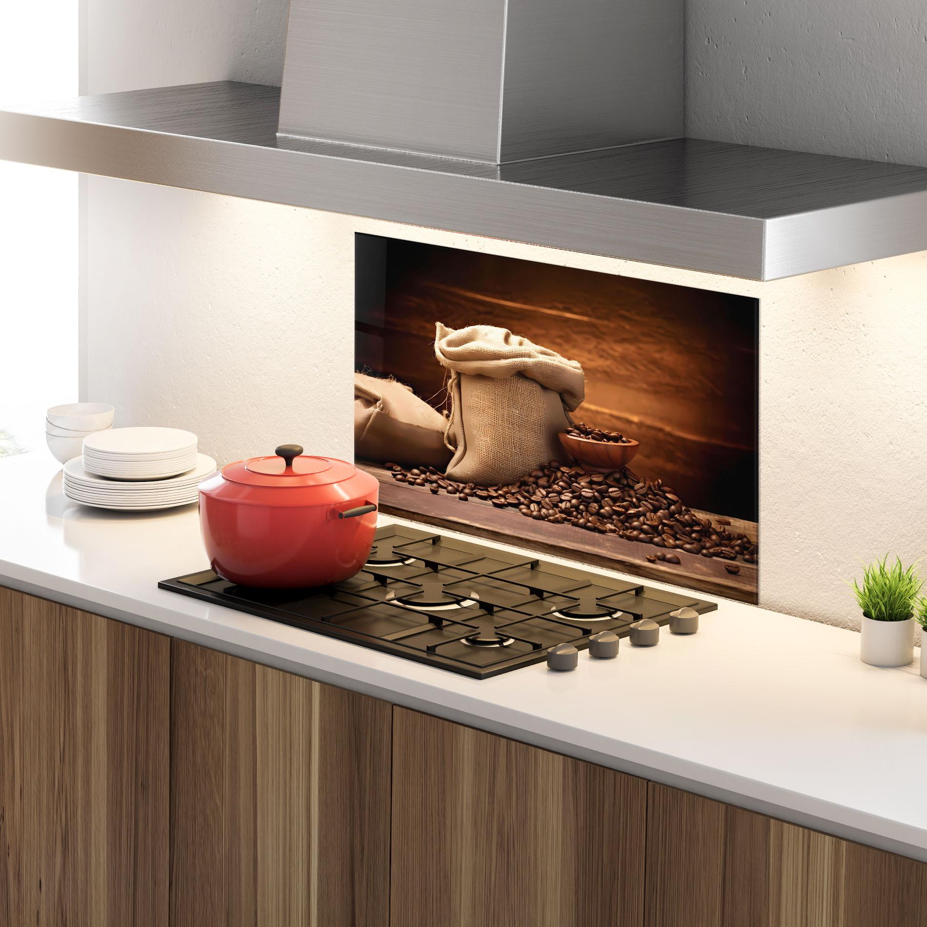 Panou Sticla Bucatarie Big Bag Of Coffee Beans mockup 4