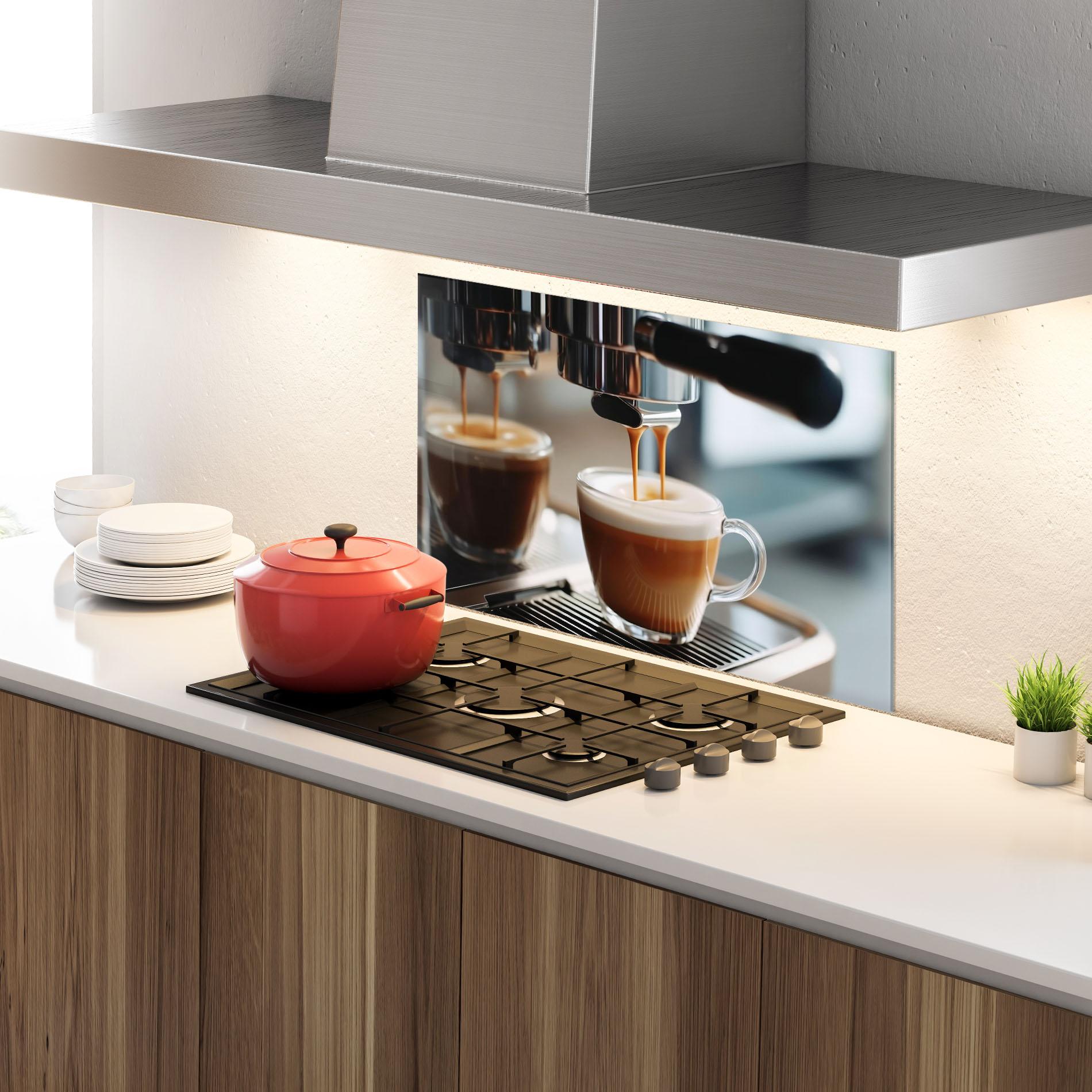 Panou Sticla Bucatarie Close Up Coffee Machine mockup 4