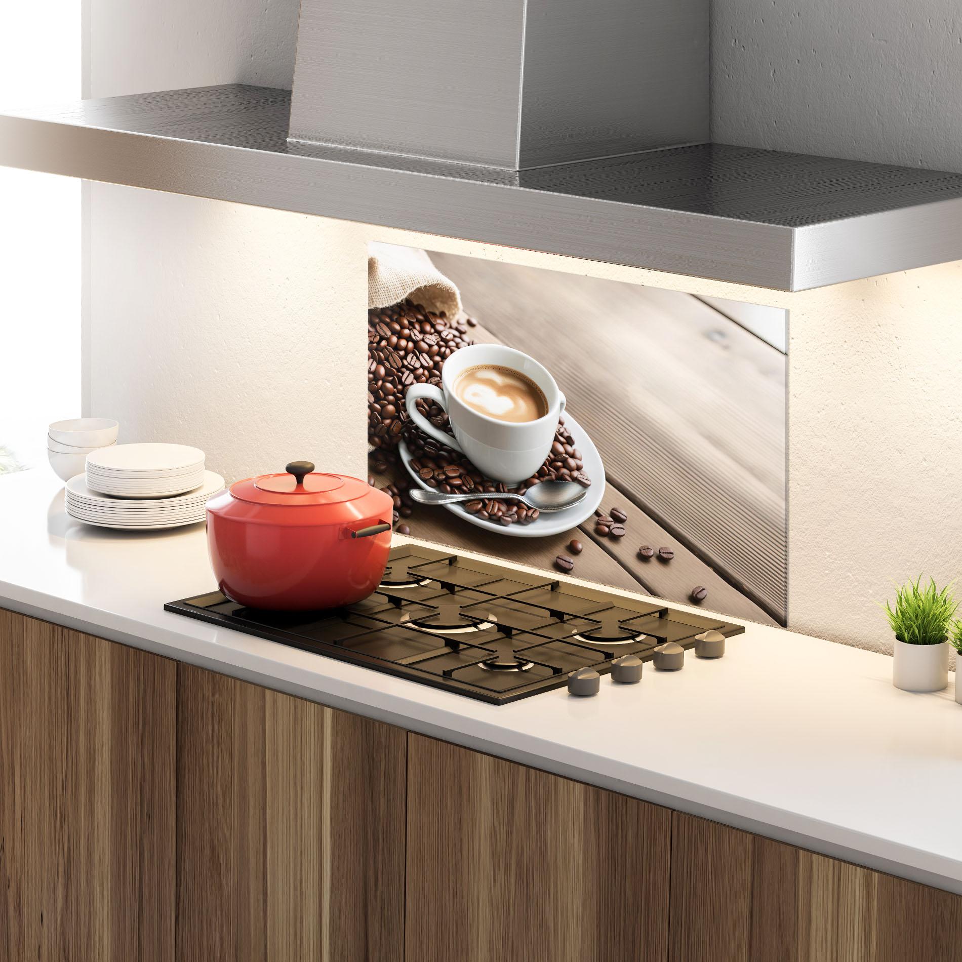 Panou Sticla Bucatarie Coffee On Table mockup 4